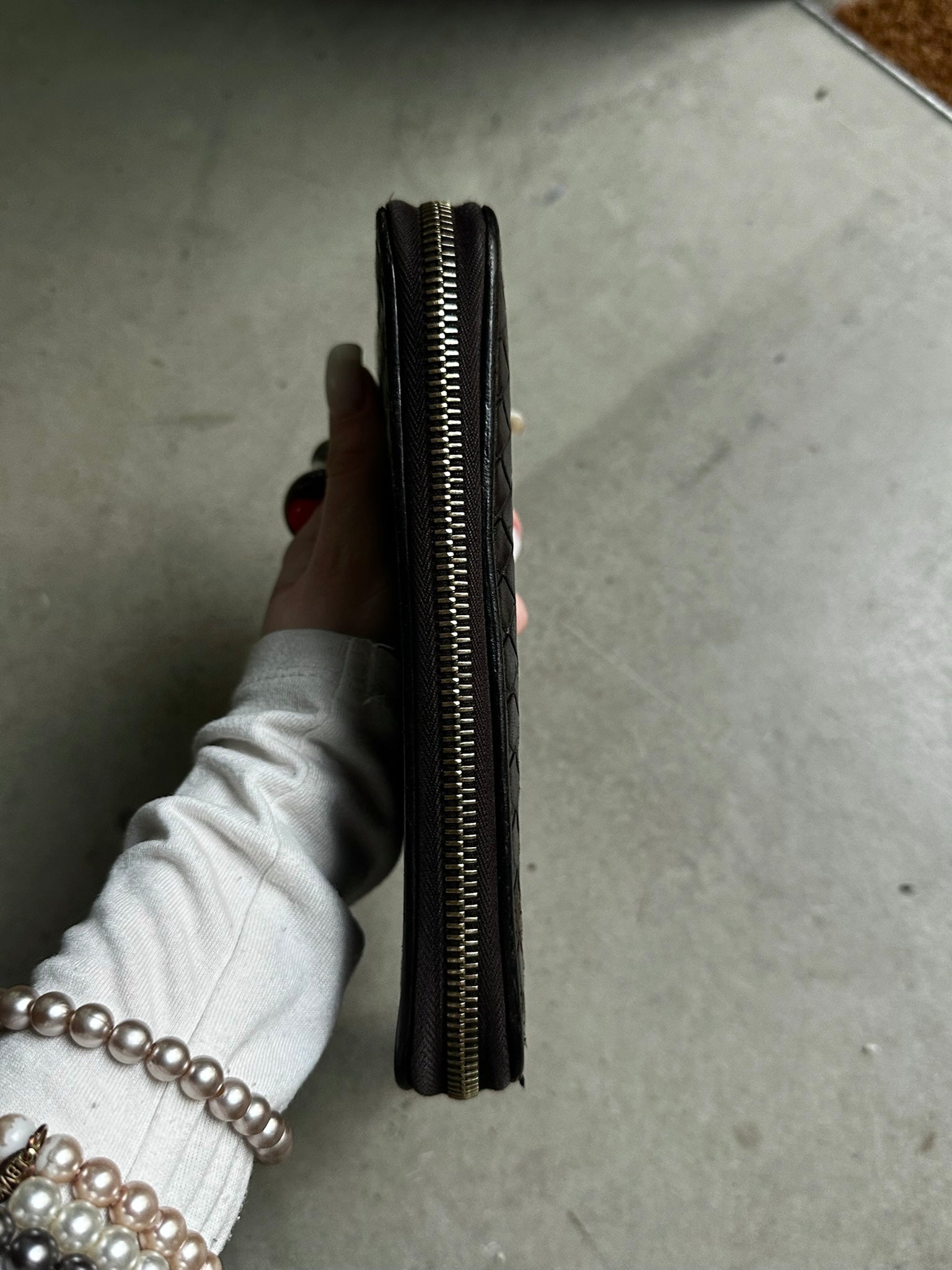 Bottega Veneta Zip Around Leather Wallet