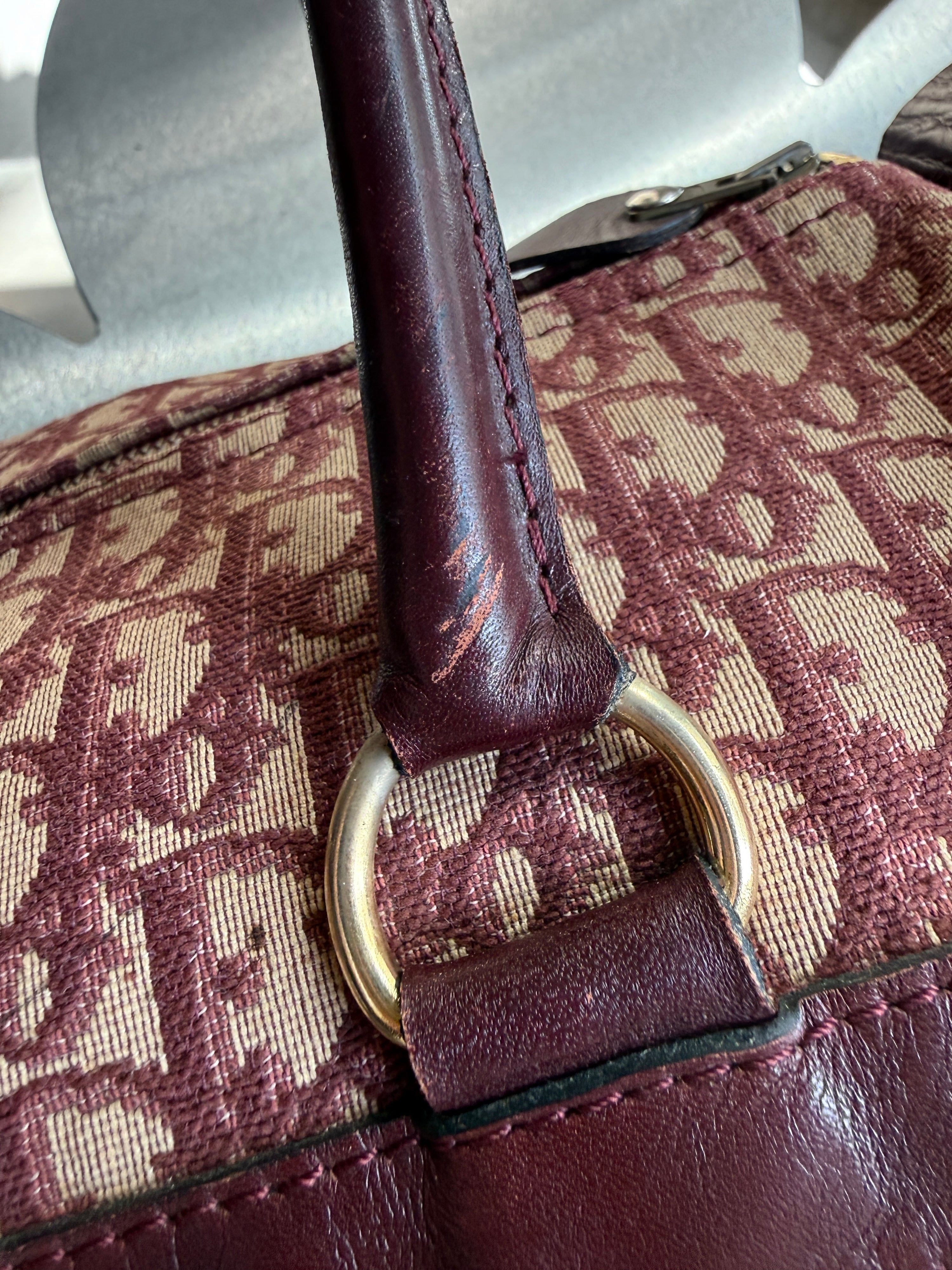 Vintage Dior Trotter Oblique Boston Bag Red