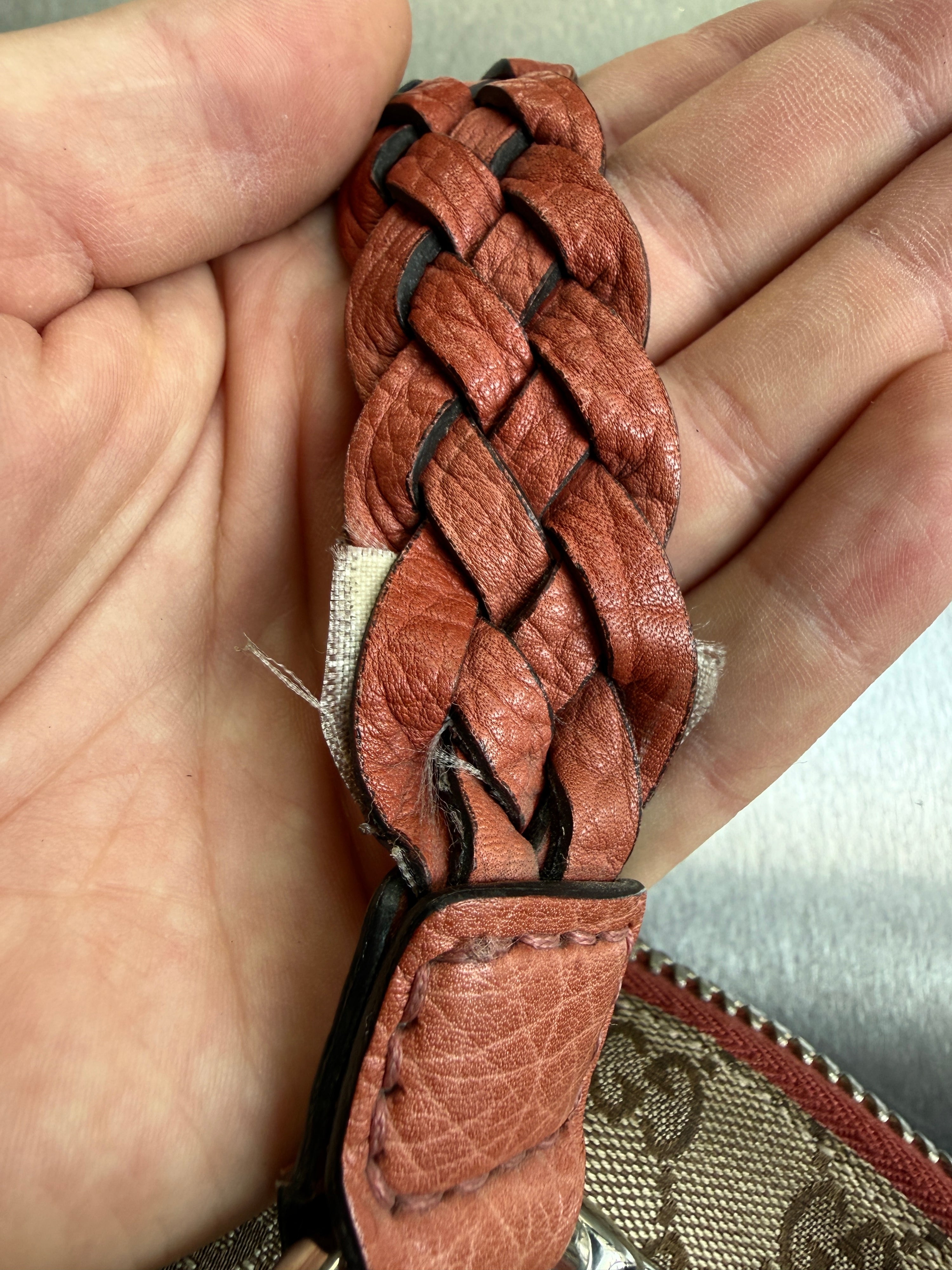 Vintage Gucci GG Bamboo Bar Shoulder Bag (Orange Braided Strap)