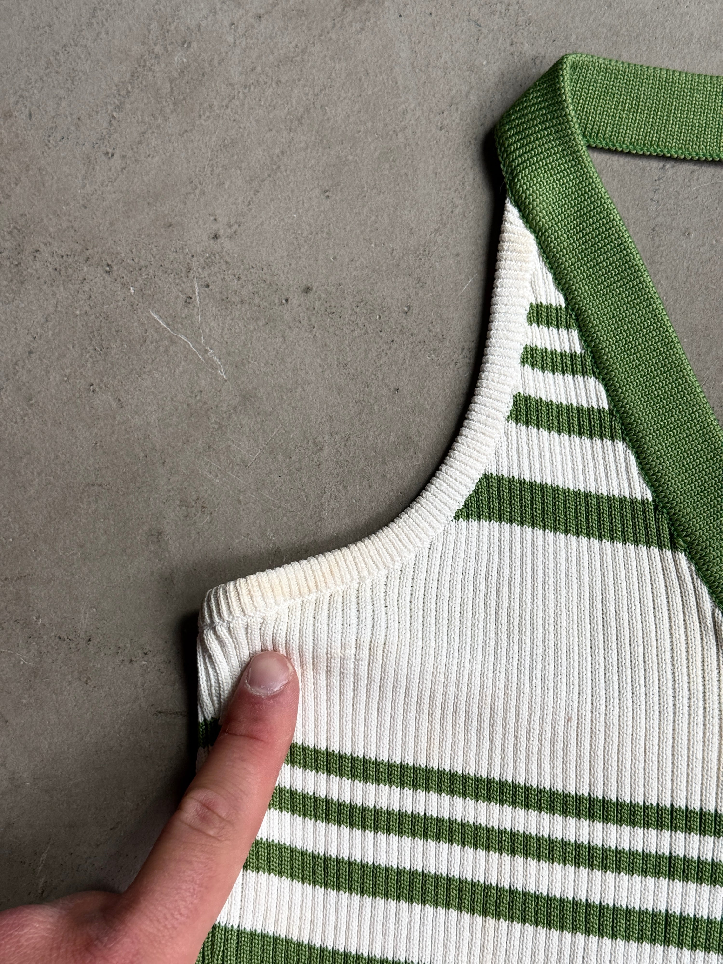 Vintage Gianfranco Ferre Halter Neck Top White/Green - XS