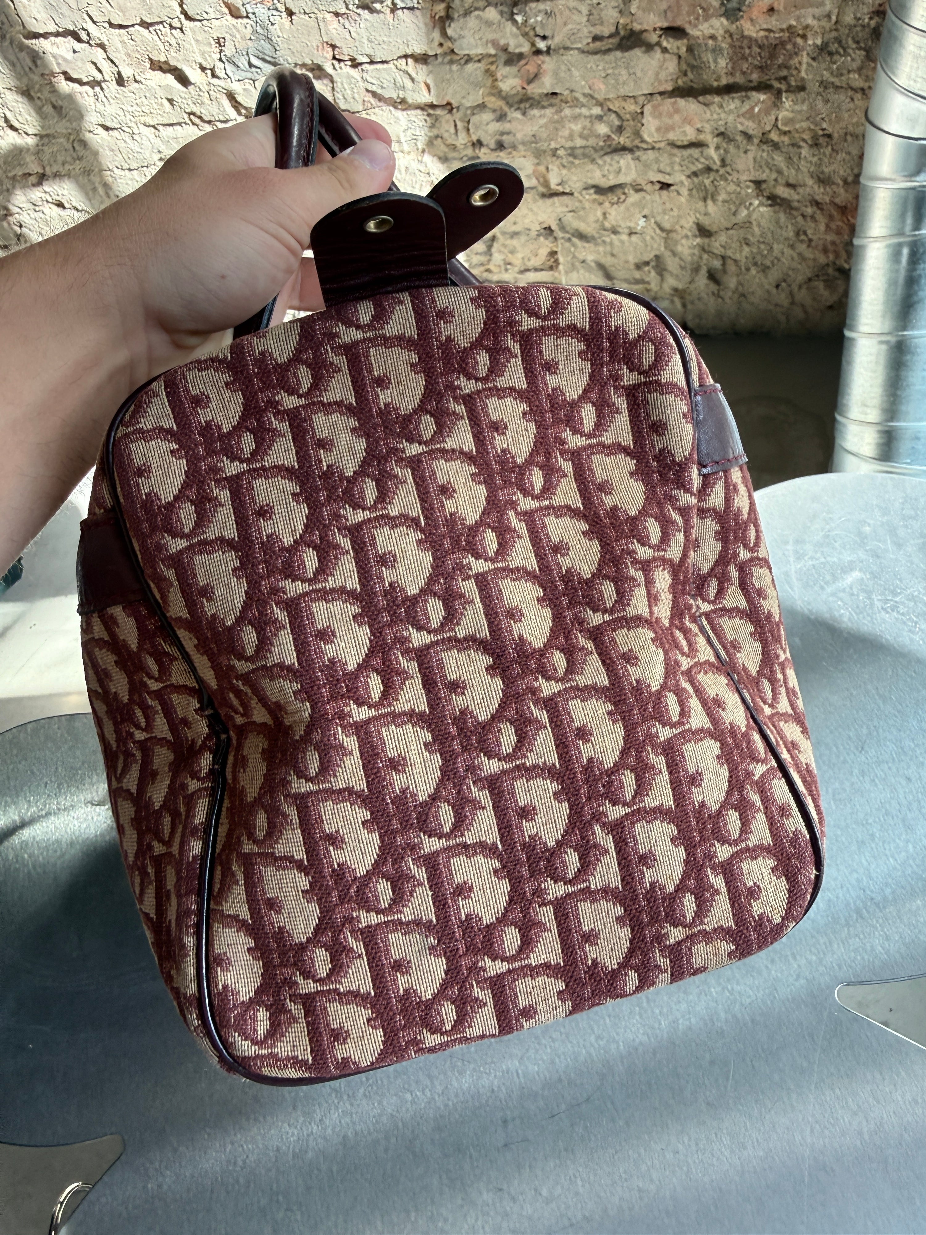 Vintage Dior Trotter Oblique Boston Bag Red
