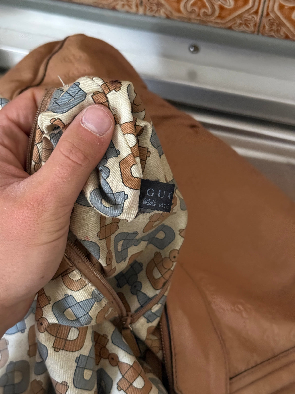 Gucci Guccissima Large Abbey D-Ring Tan Shoulder Bag