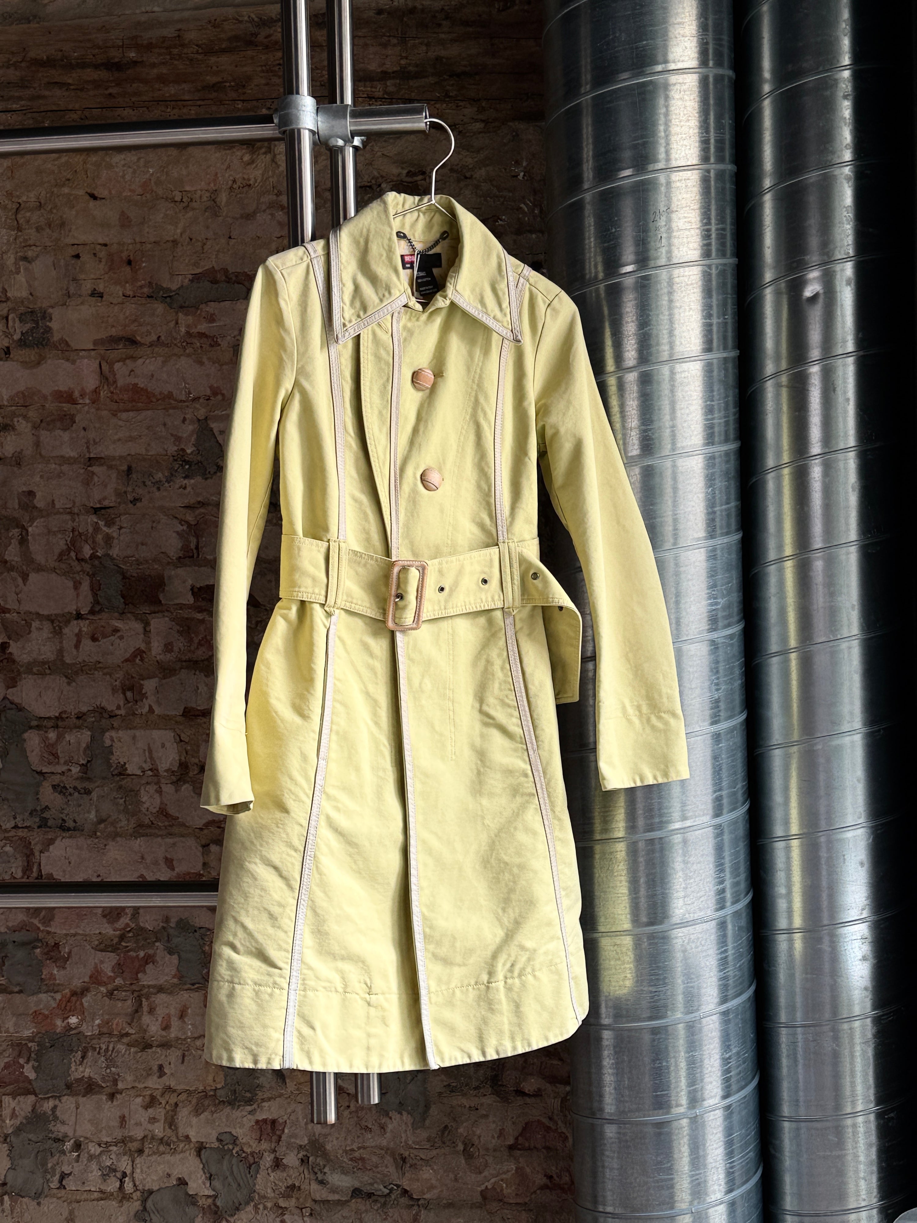 Vintage 2000s Diesel Trench Coat Mustard - S