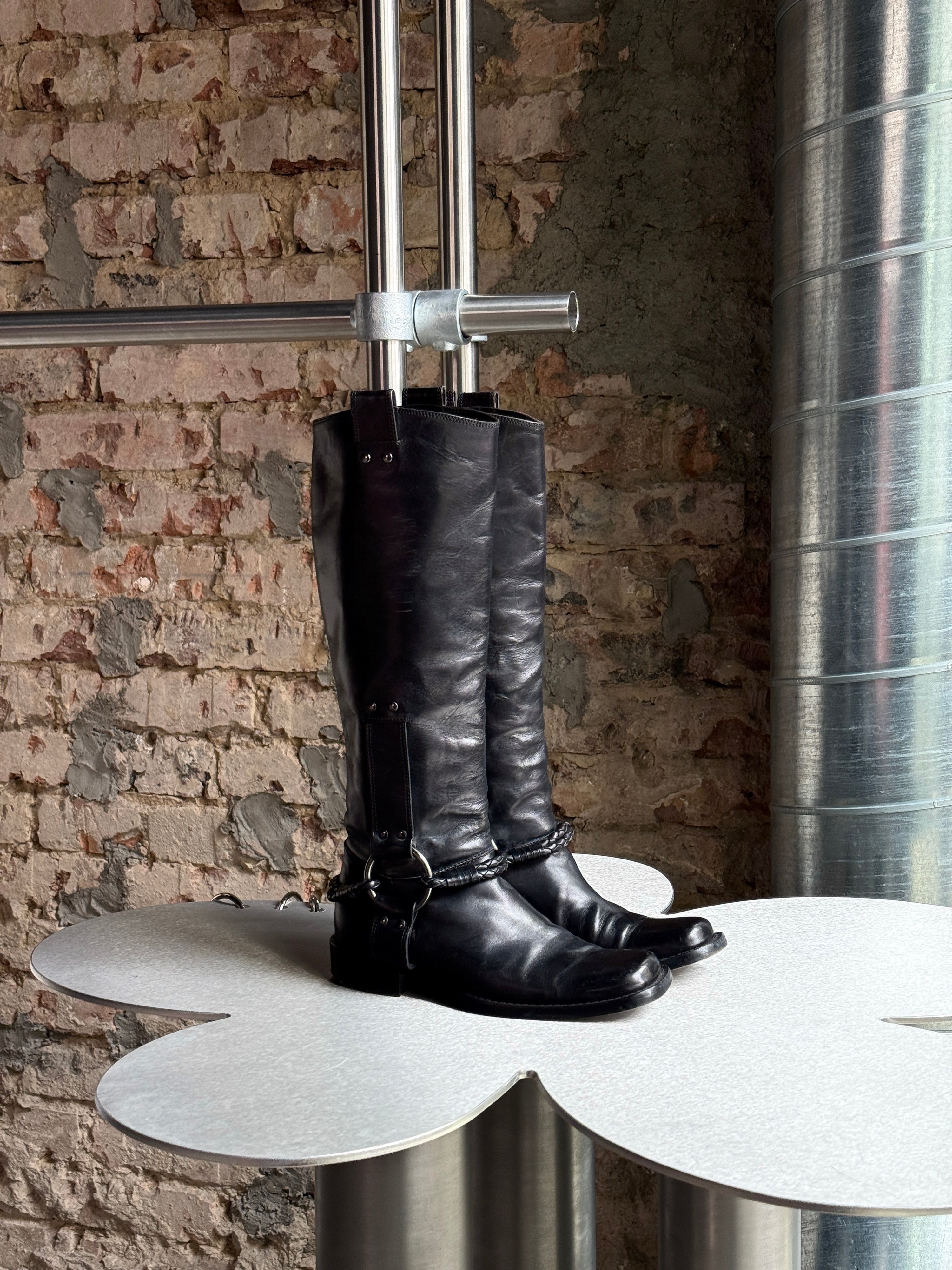 Bottega Veneta Leather Biker Boots Black - EU34