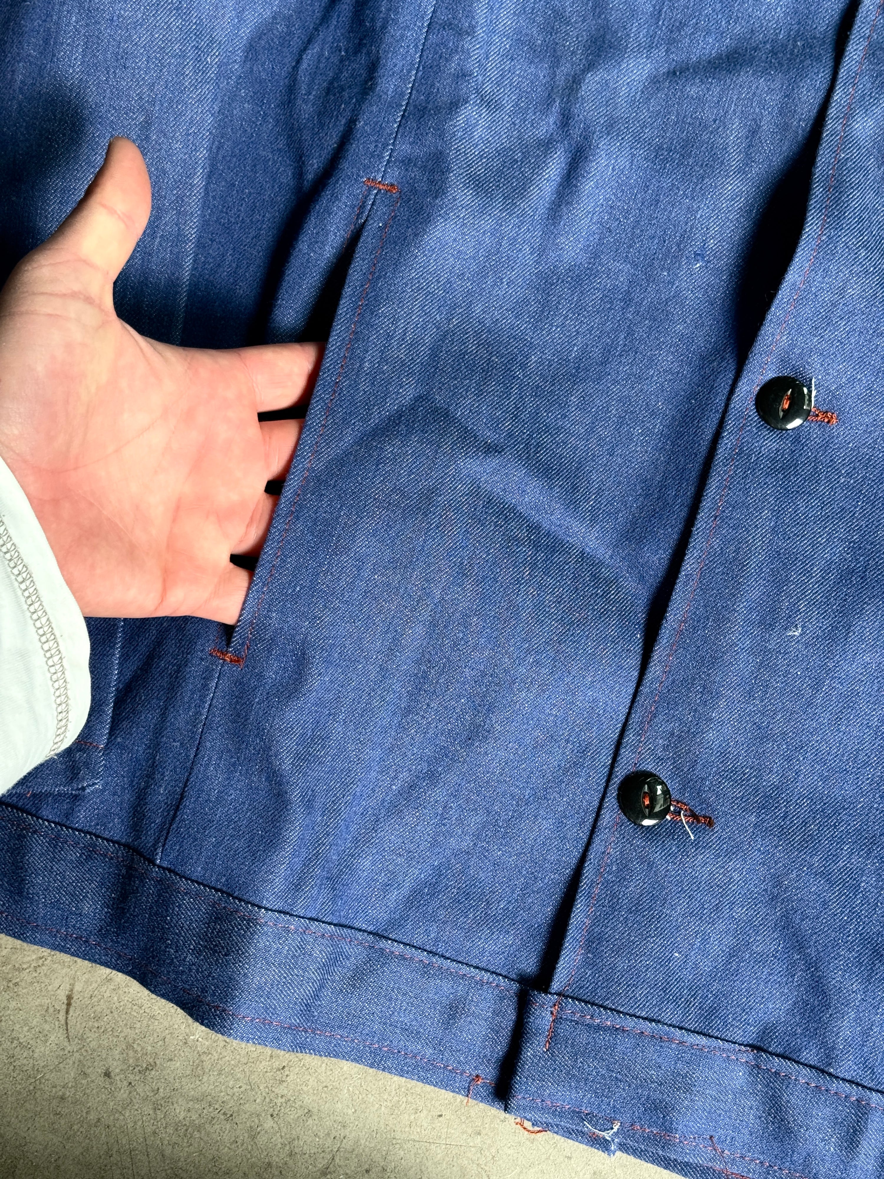 Vintage 1970s British Prison Workwear Chore Jacket Blue - XL