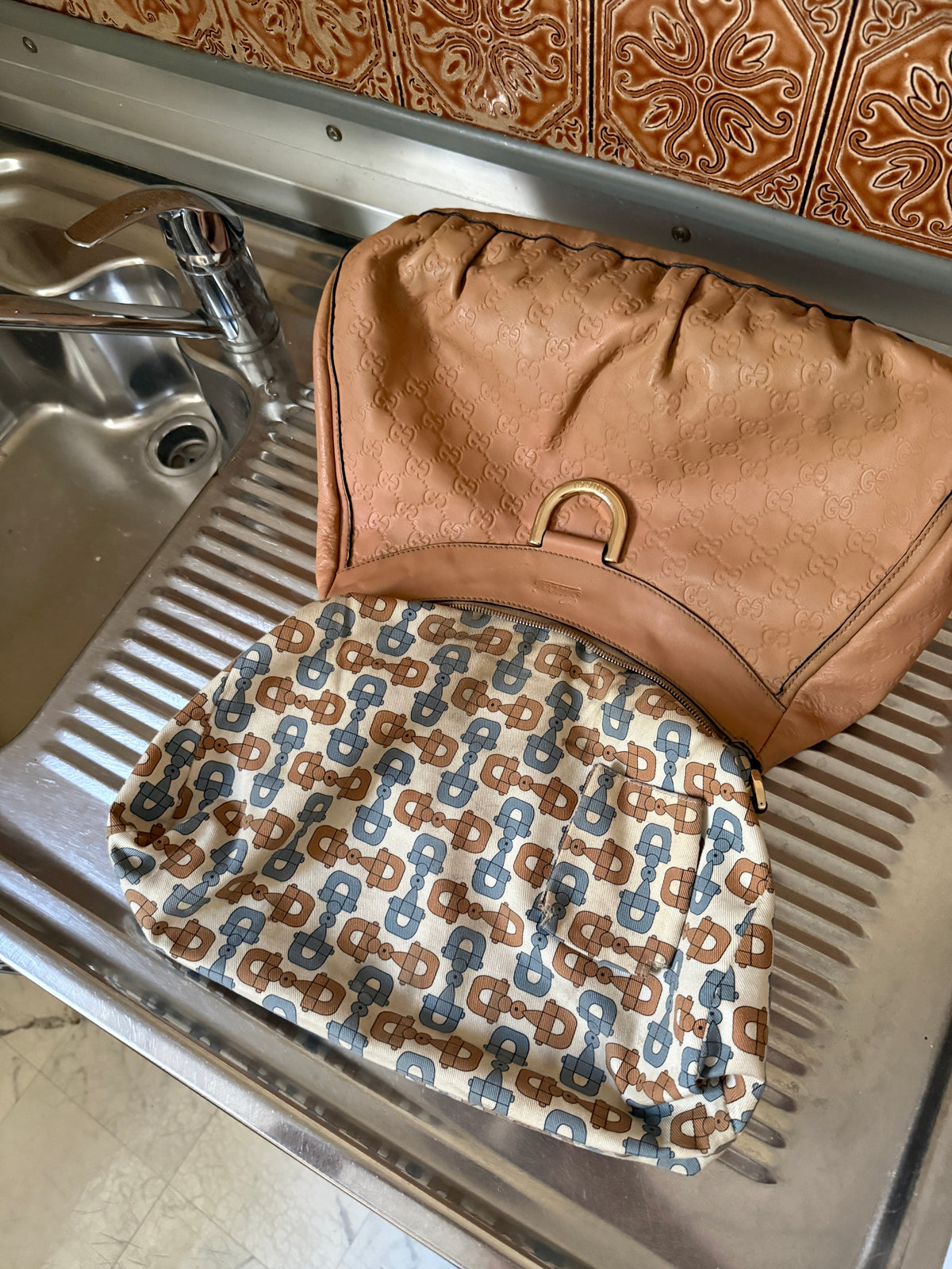 Gucci Guccissima Large Abbey D-Ring Tan Shoulder Bag