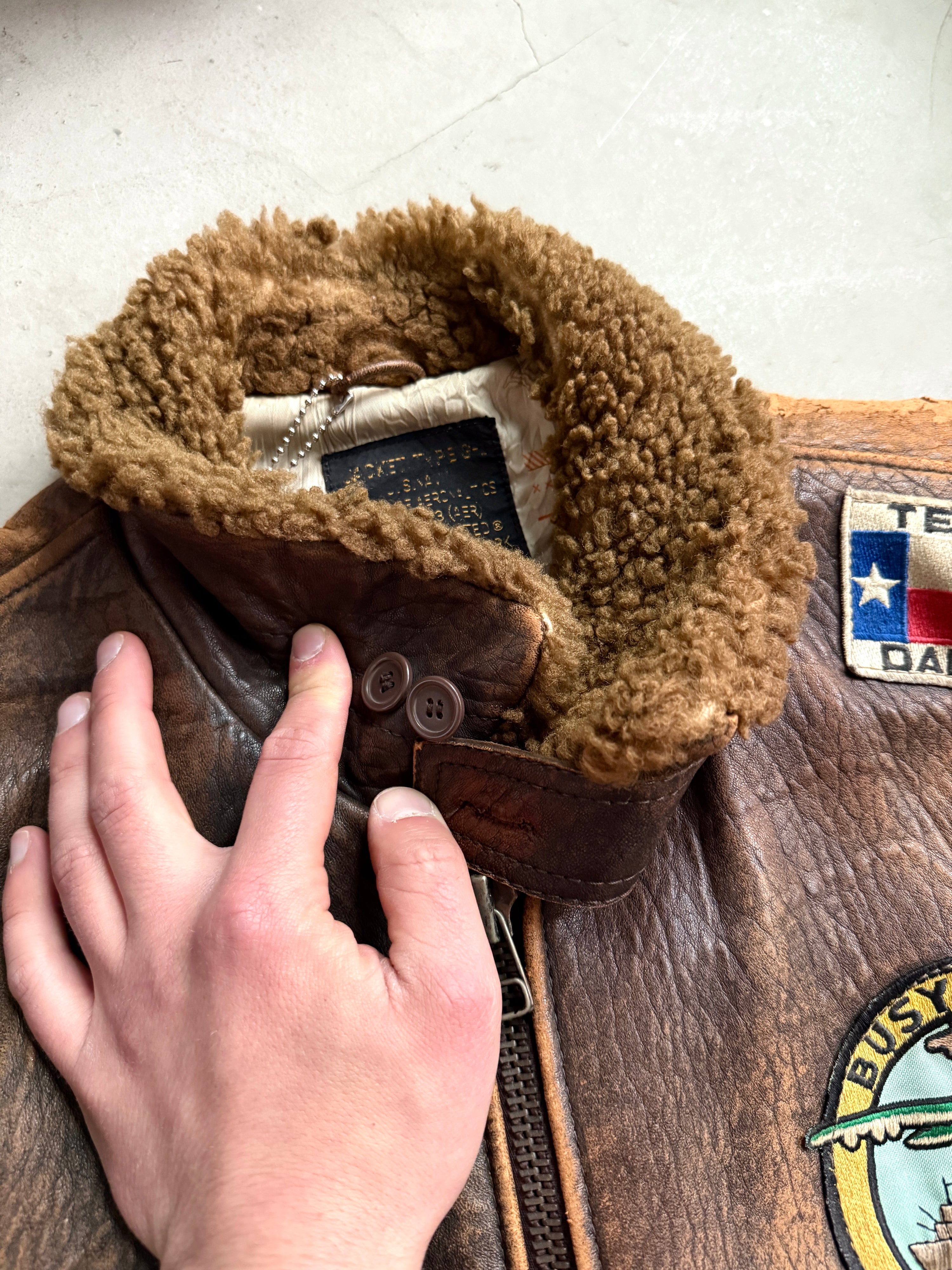 1980s Avirex G-1 Leather Flight Jacket Brown - M