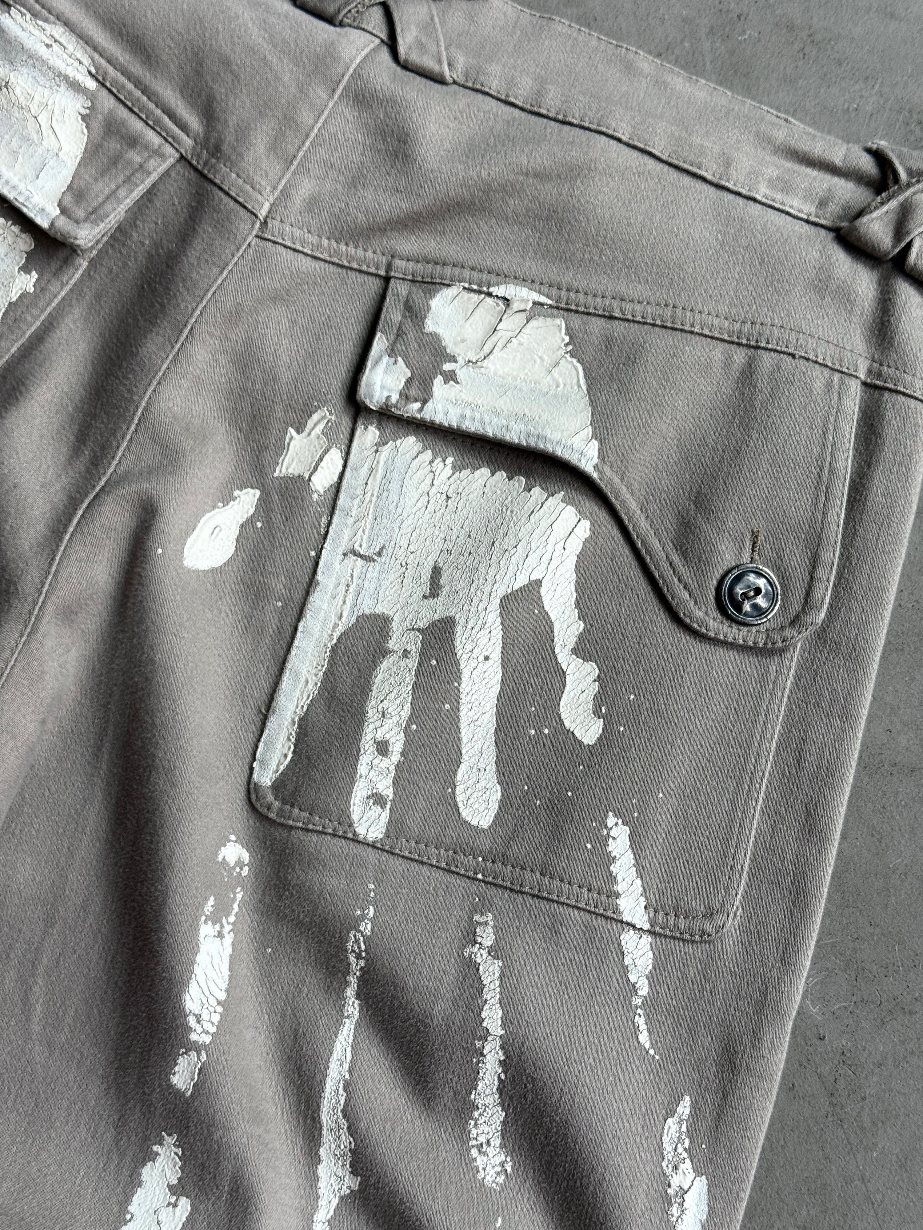 Vintage Hand Painted Pants Straight Leg Pants Beige