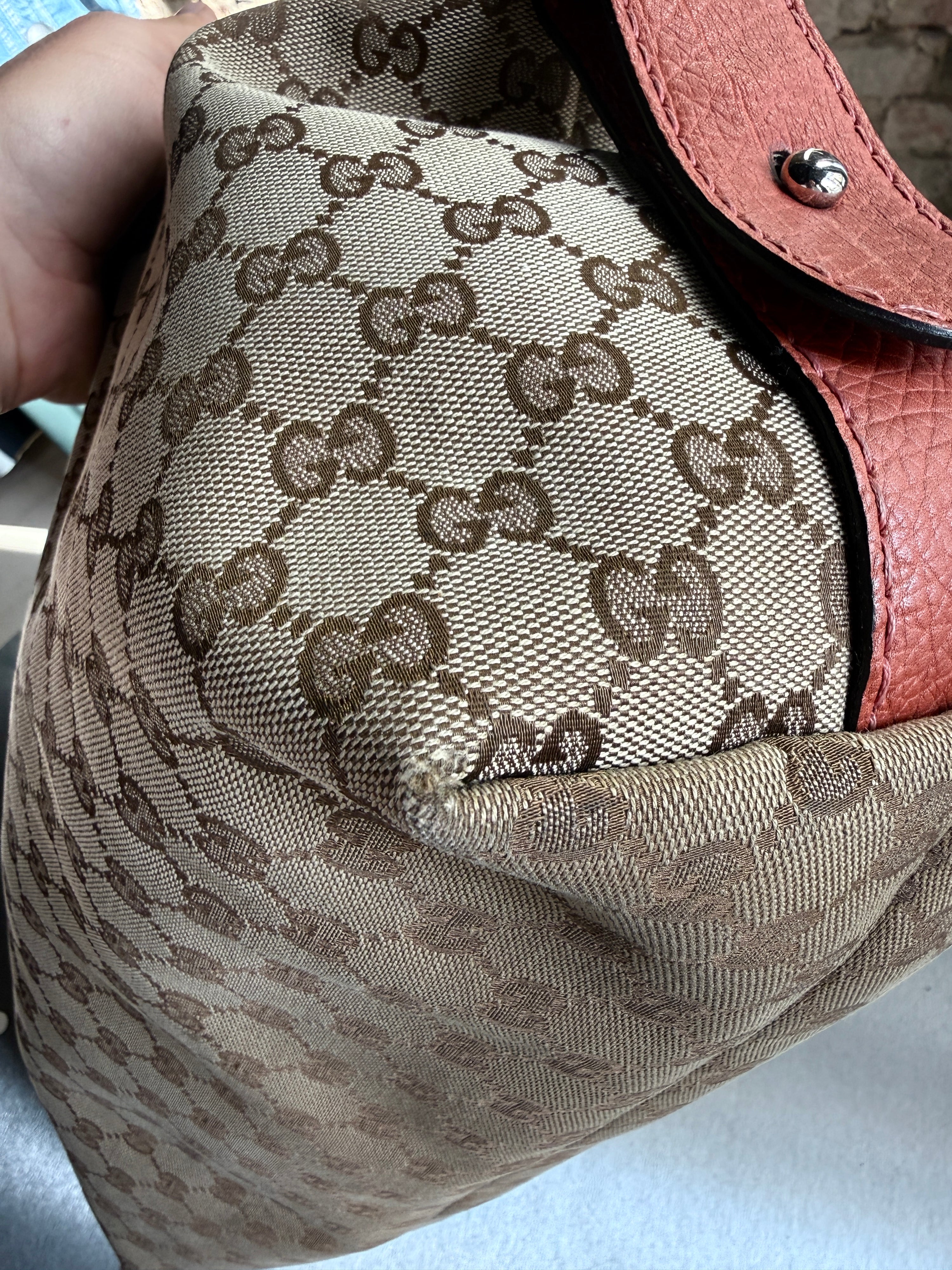 Vintage Gucci GG Bamboo Bar Shoulder Bag (Orange Braided Strap)