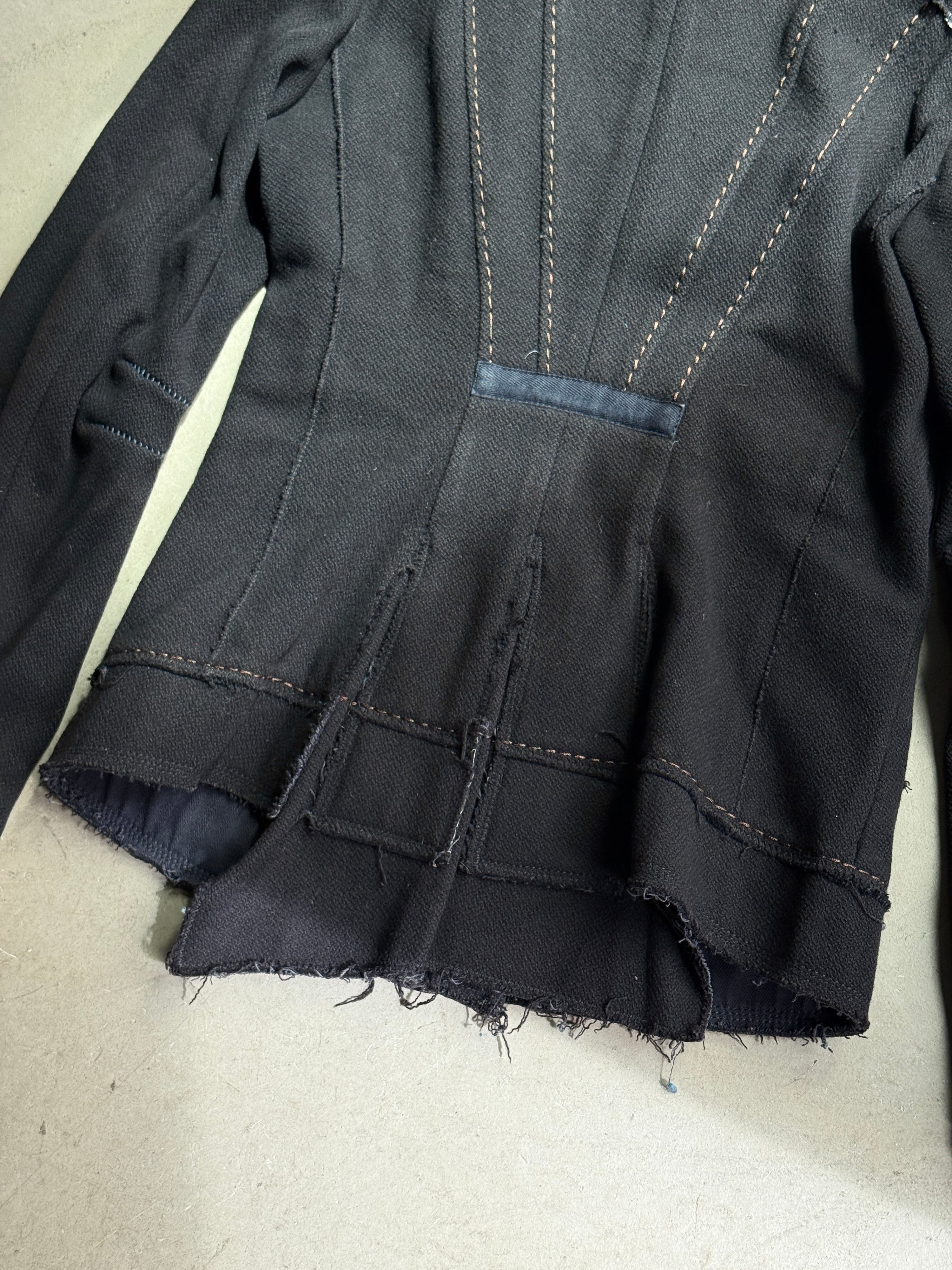 2000s Marithé + François Girbaud Asymmetrical Buttoned Black Officer Jacket - S