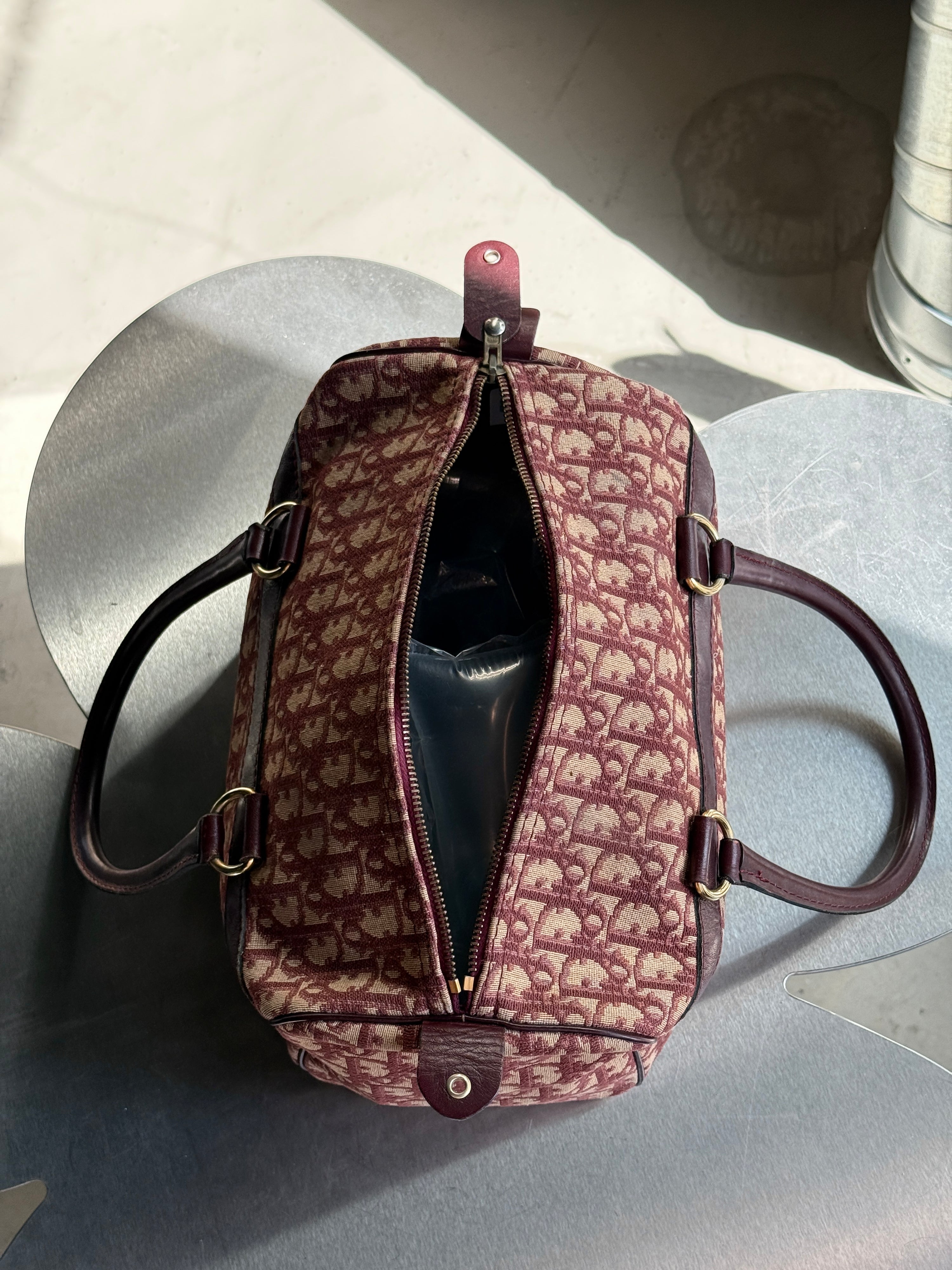 Vintage Dior Trotter Oblique Boston Bag Red