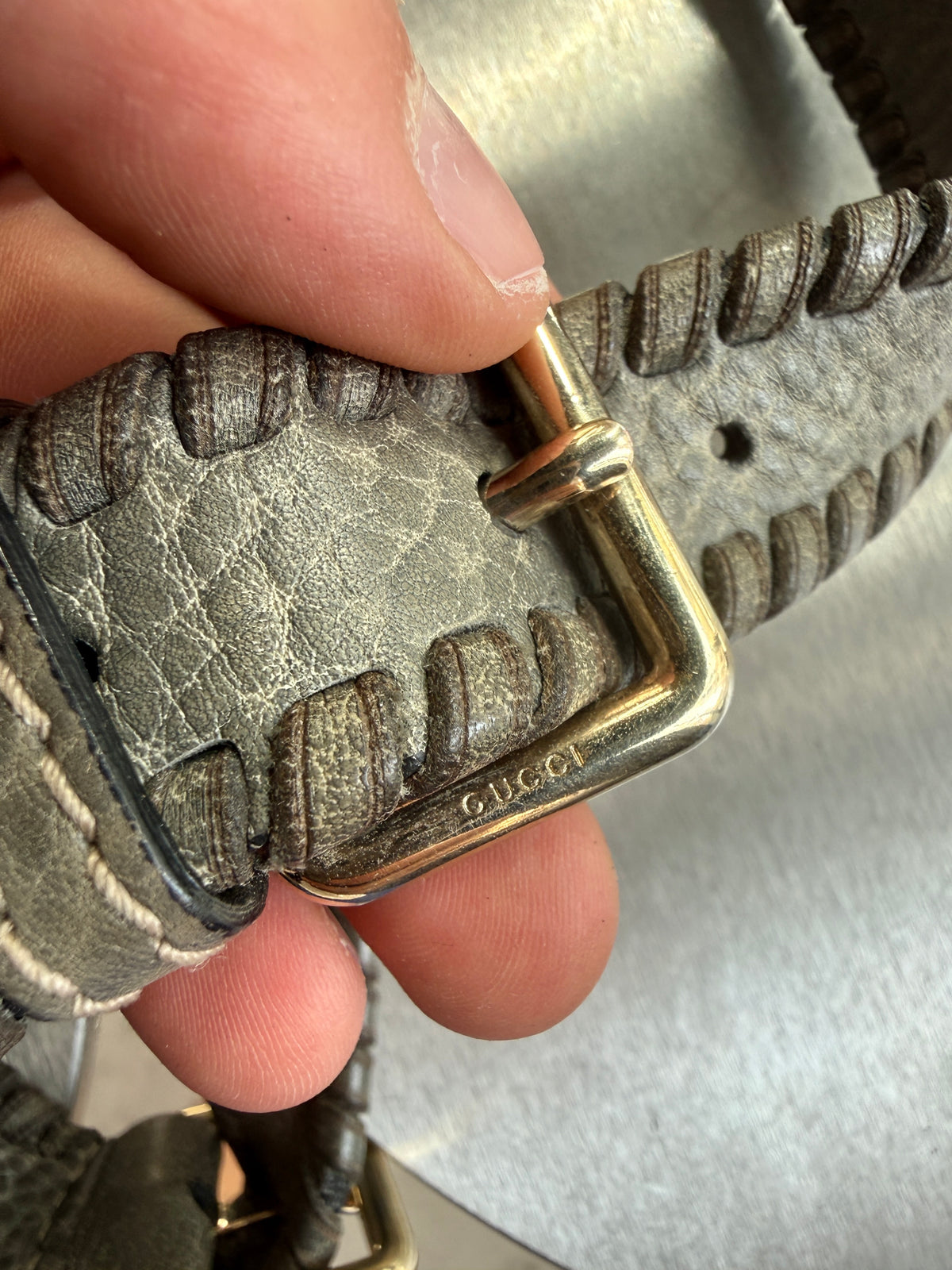 Gucci Gray Leather Charlotte Tote Bag