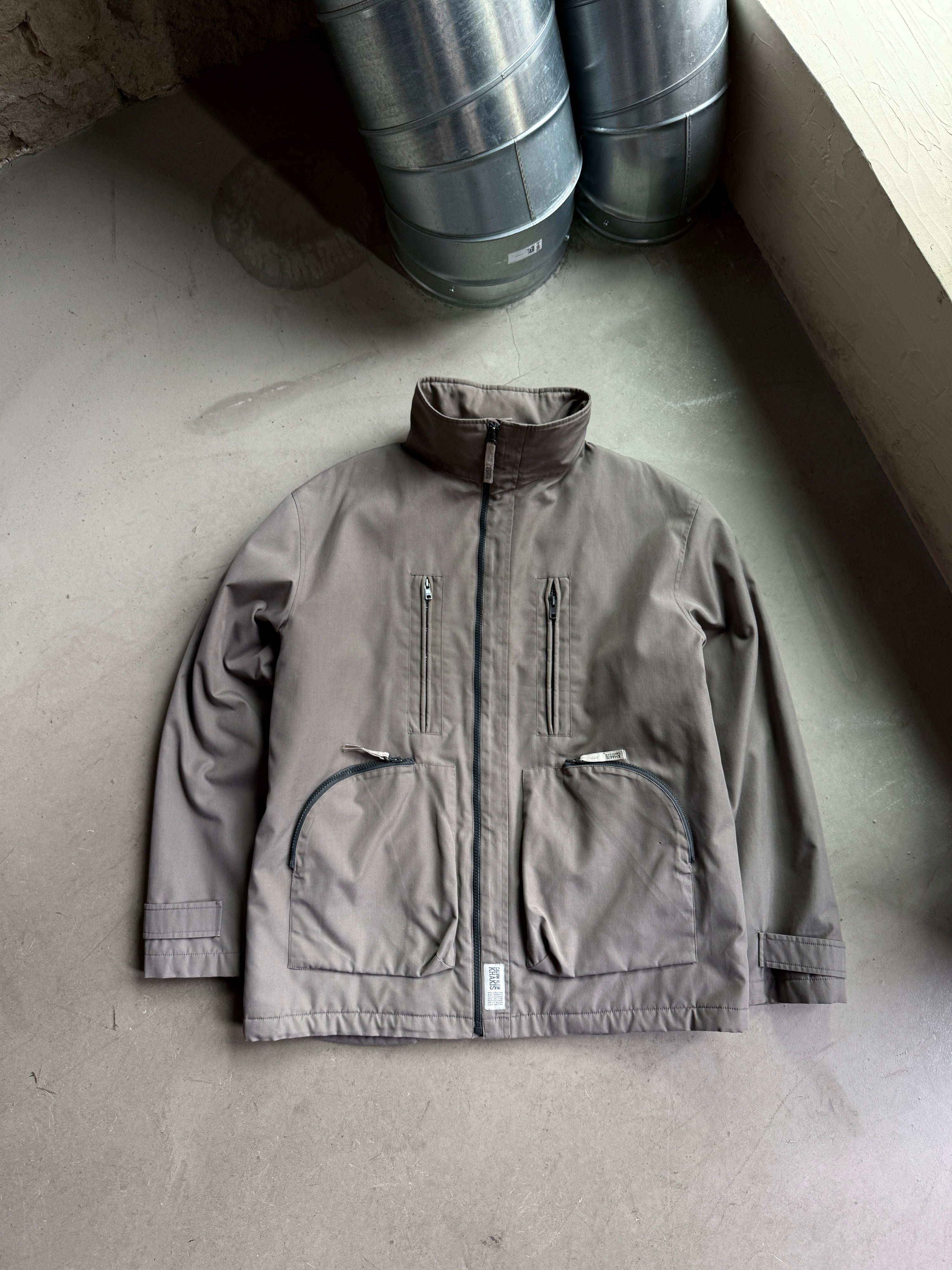 2000s Calvin Klein Fleece Lined Cargo Jacket Grey - L