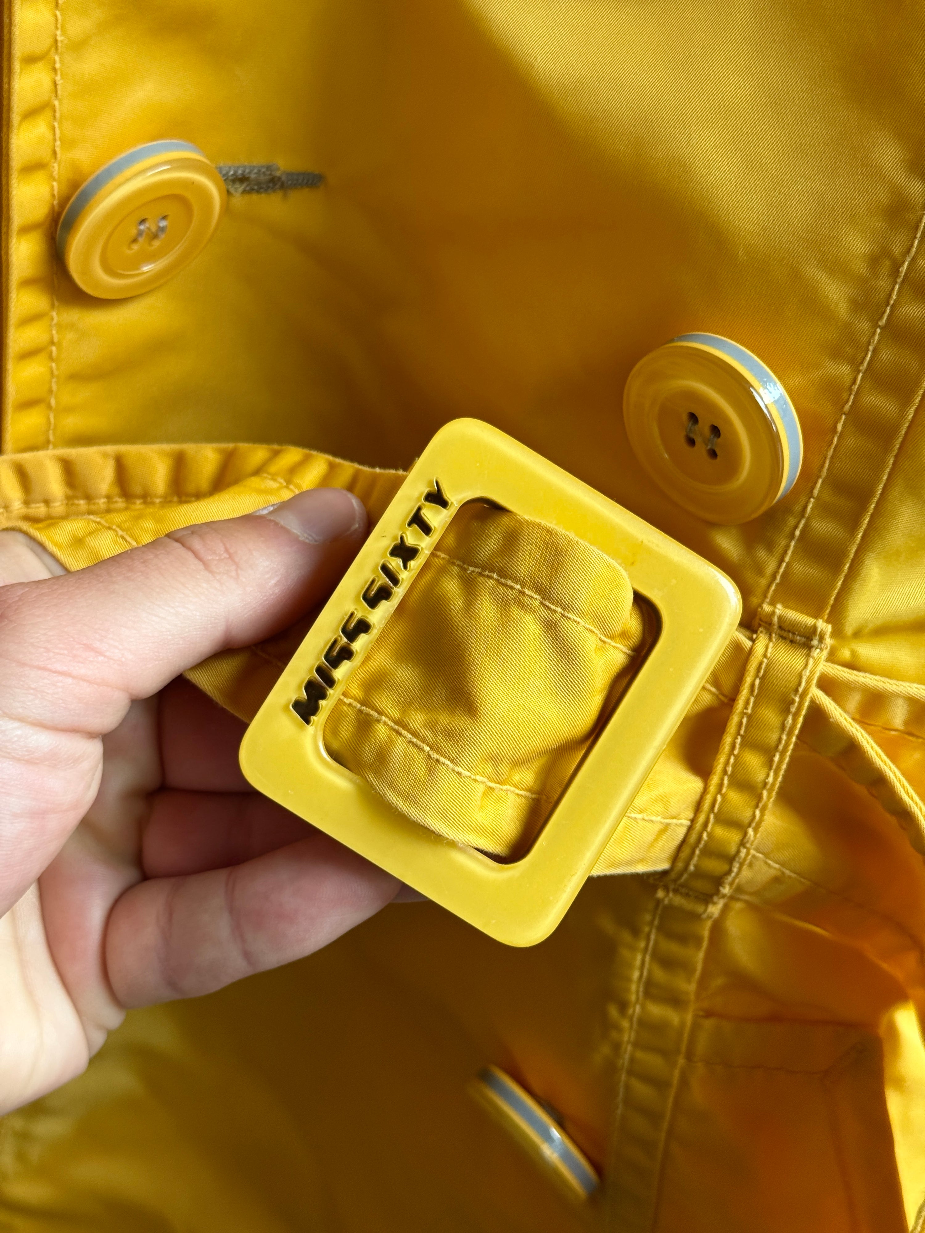 Vintage 2000s Miss Sixty Double Breasted Trench Coat Yellow - S