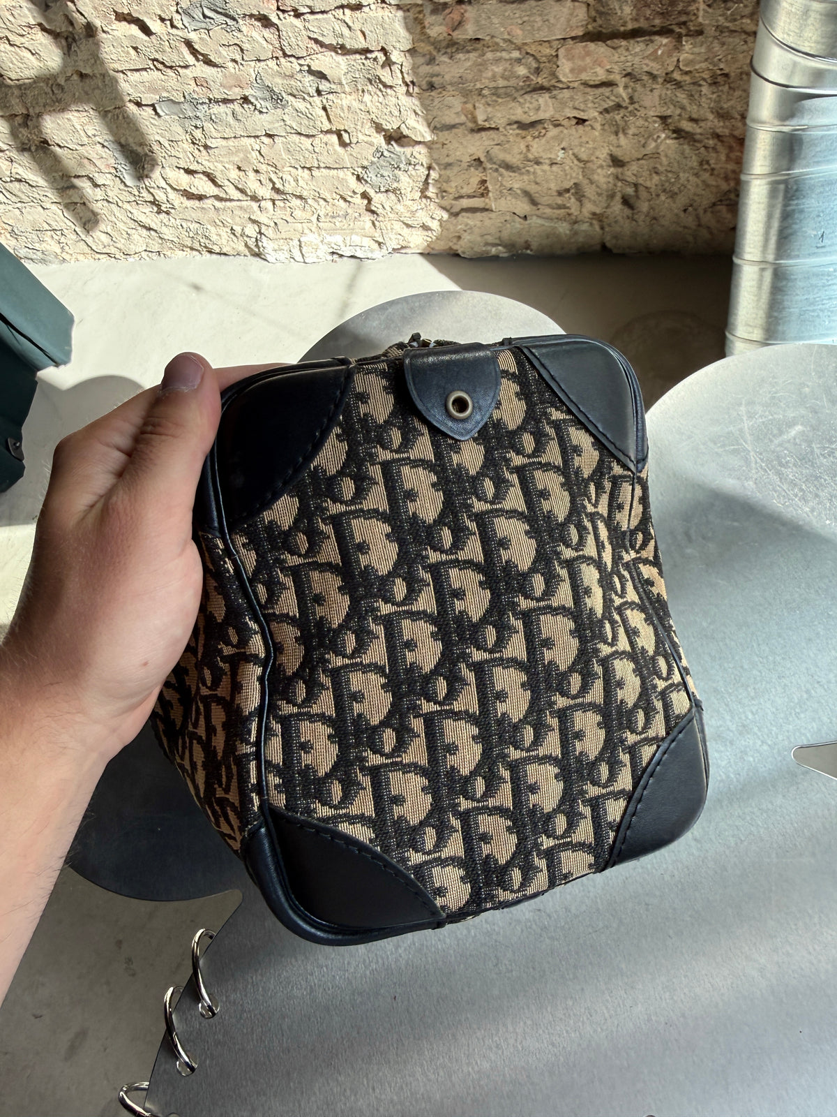 Vintage Dior Trotter Boston Bag Navy