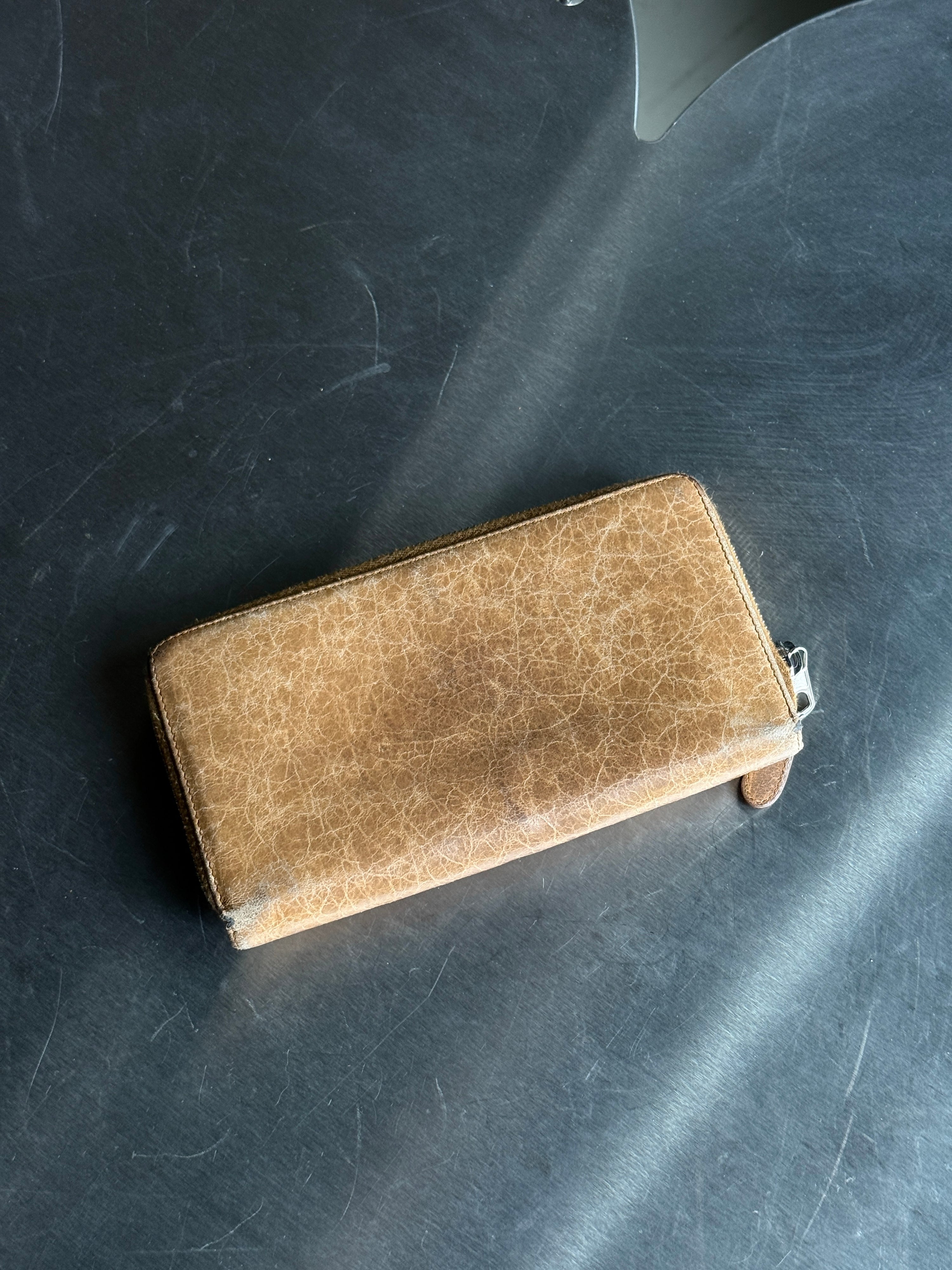 Vintage Balenciaga City Zip Around Long Wallet Brown
