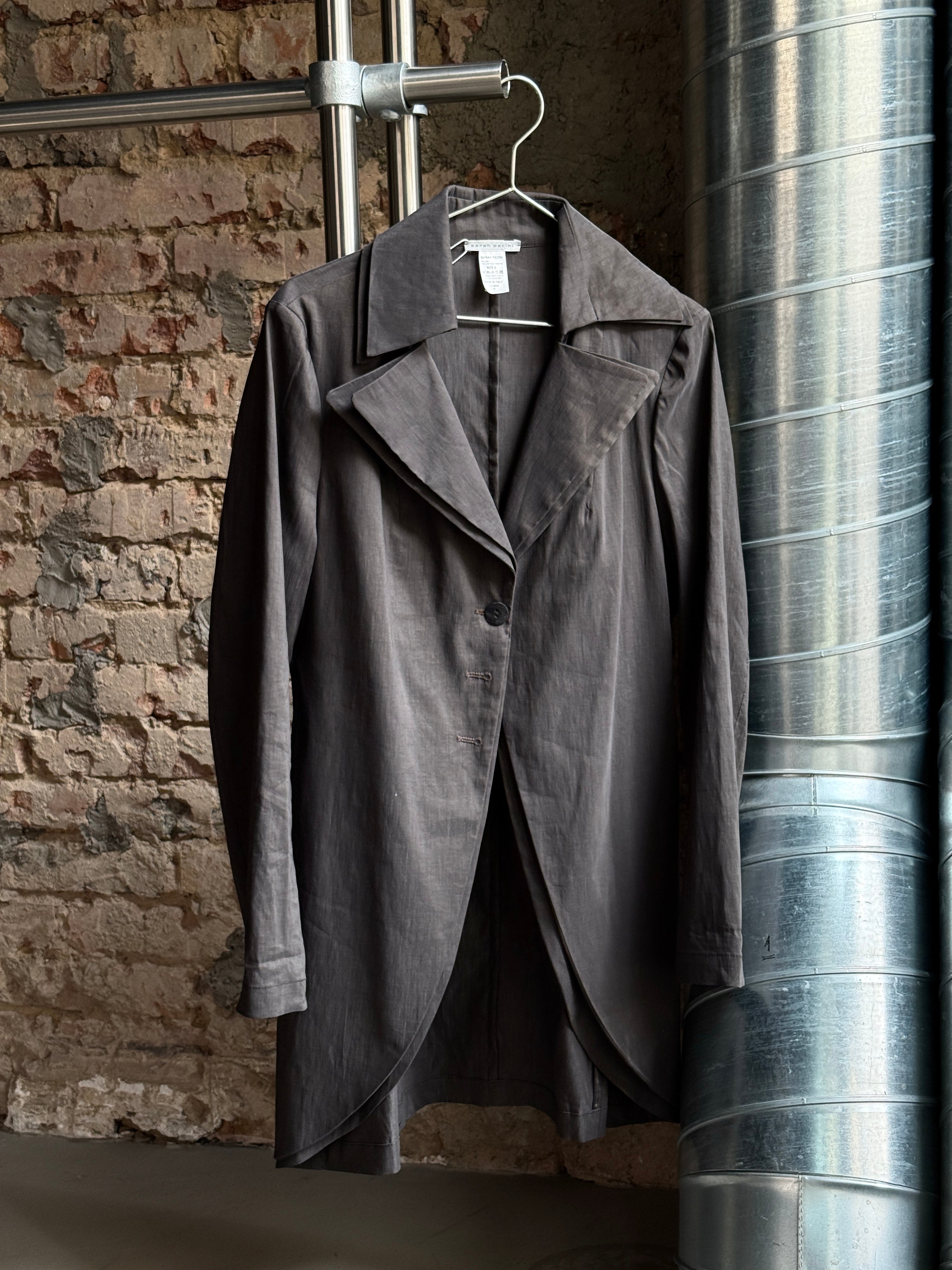 Vintage 2000s Sarah Pacini “Double Layered” Long Blazer Grey - S