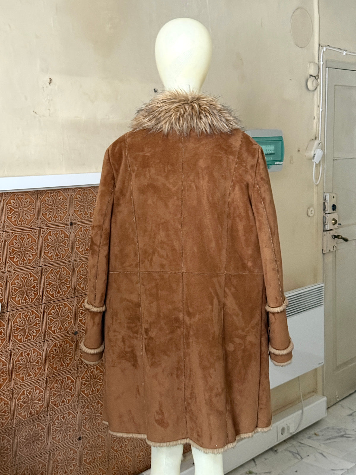Vintage Balmain Faux Fur Brown Penny Lane Coat - XL
