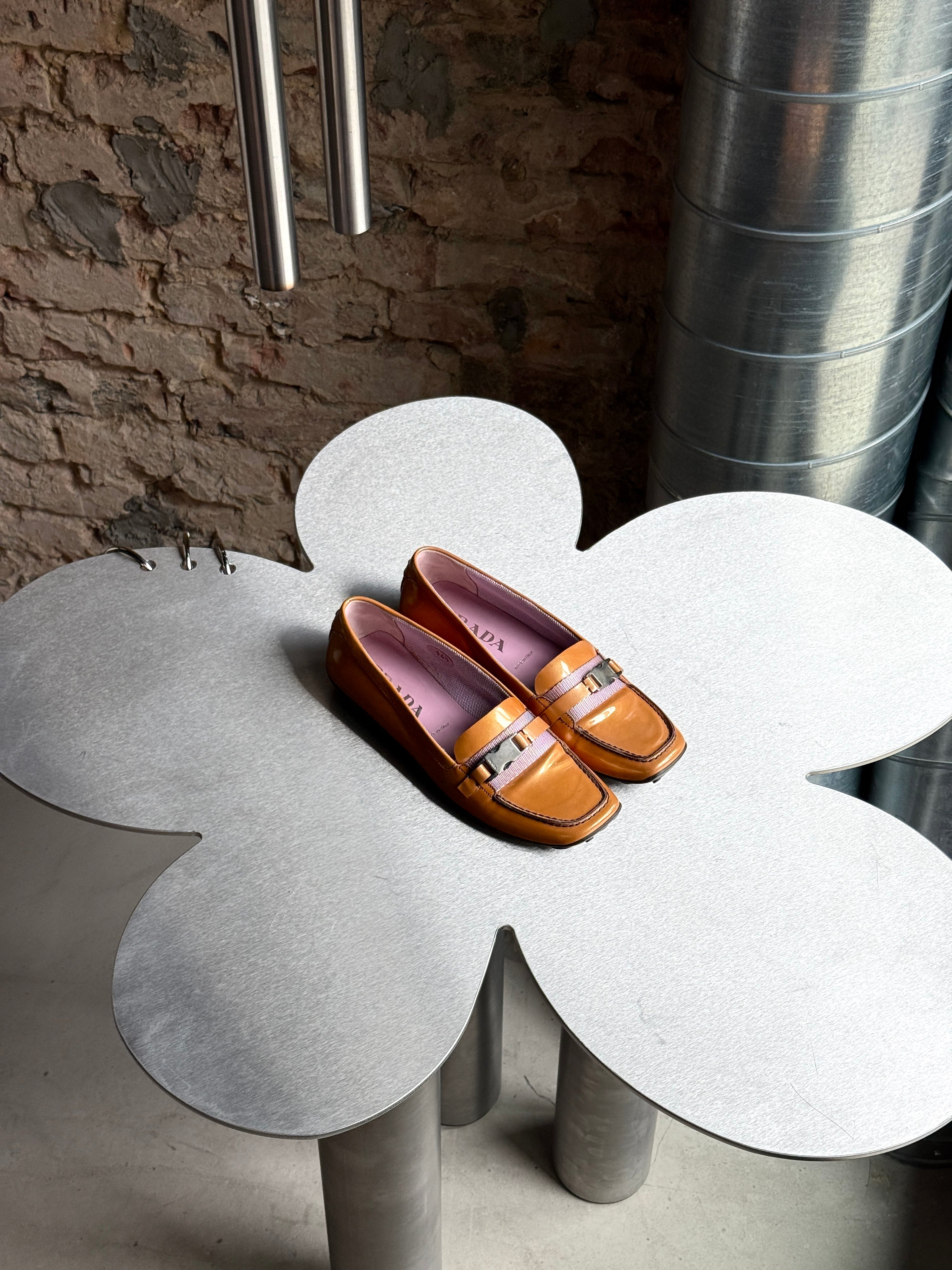 Vintage Prada Vernis Flat Loafers Orange - EU 36.5