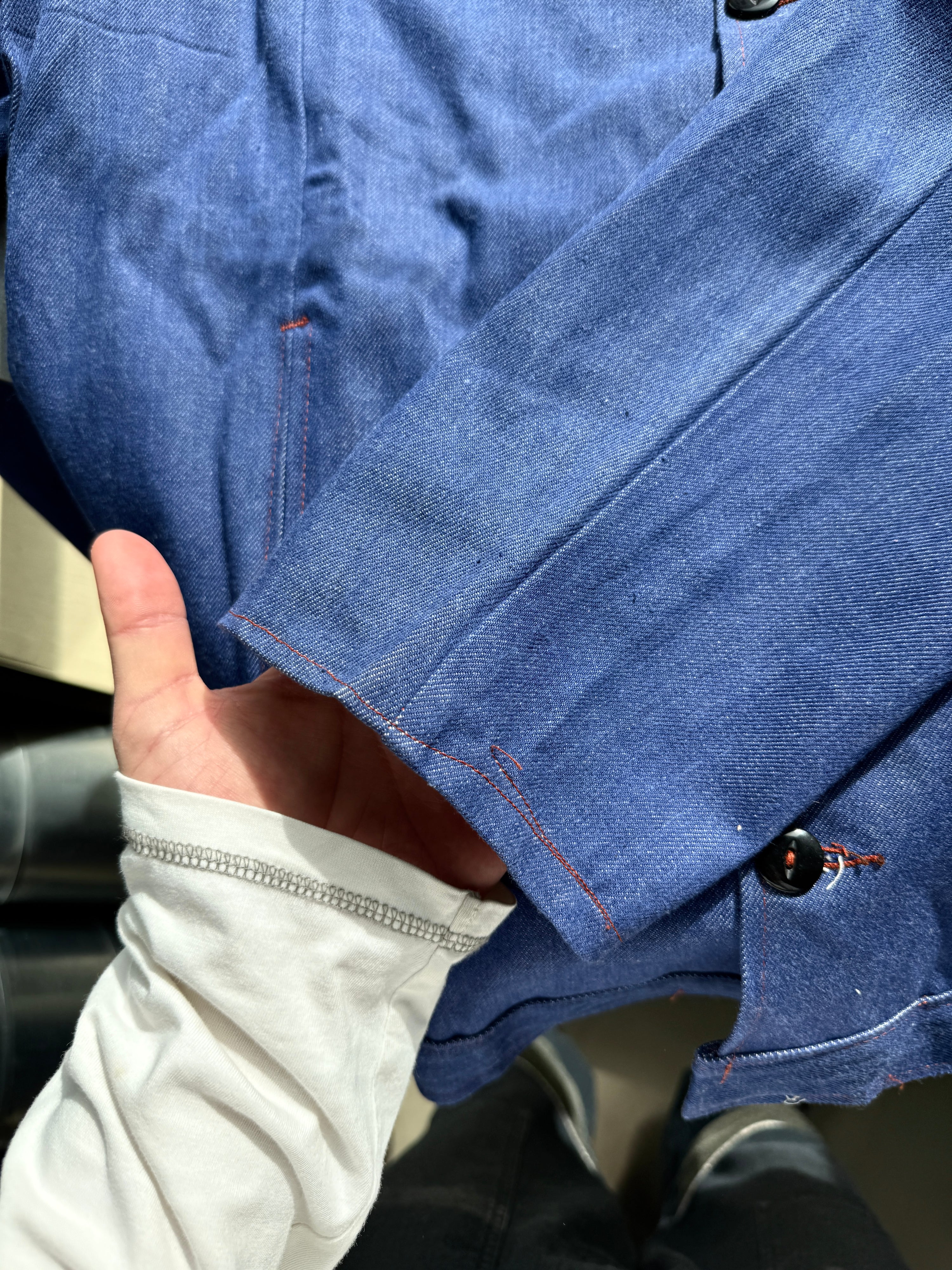 Vintage 1970s British Prison Workwear Chore Jacket Blue - XL