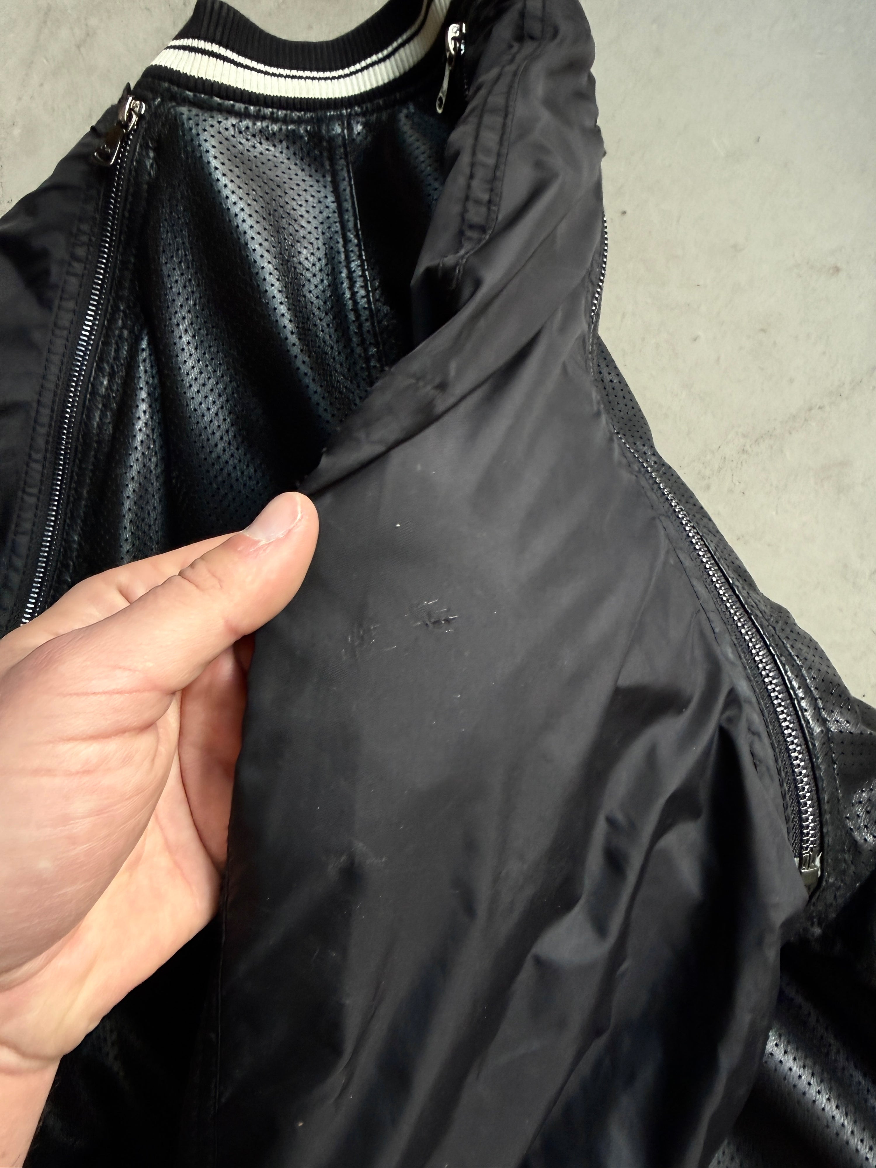 Vintage 2000s Dolce Gabbana “2 in 1” Leather Bomber Jacket Black - S