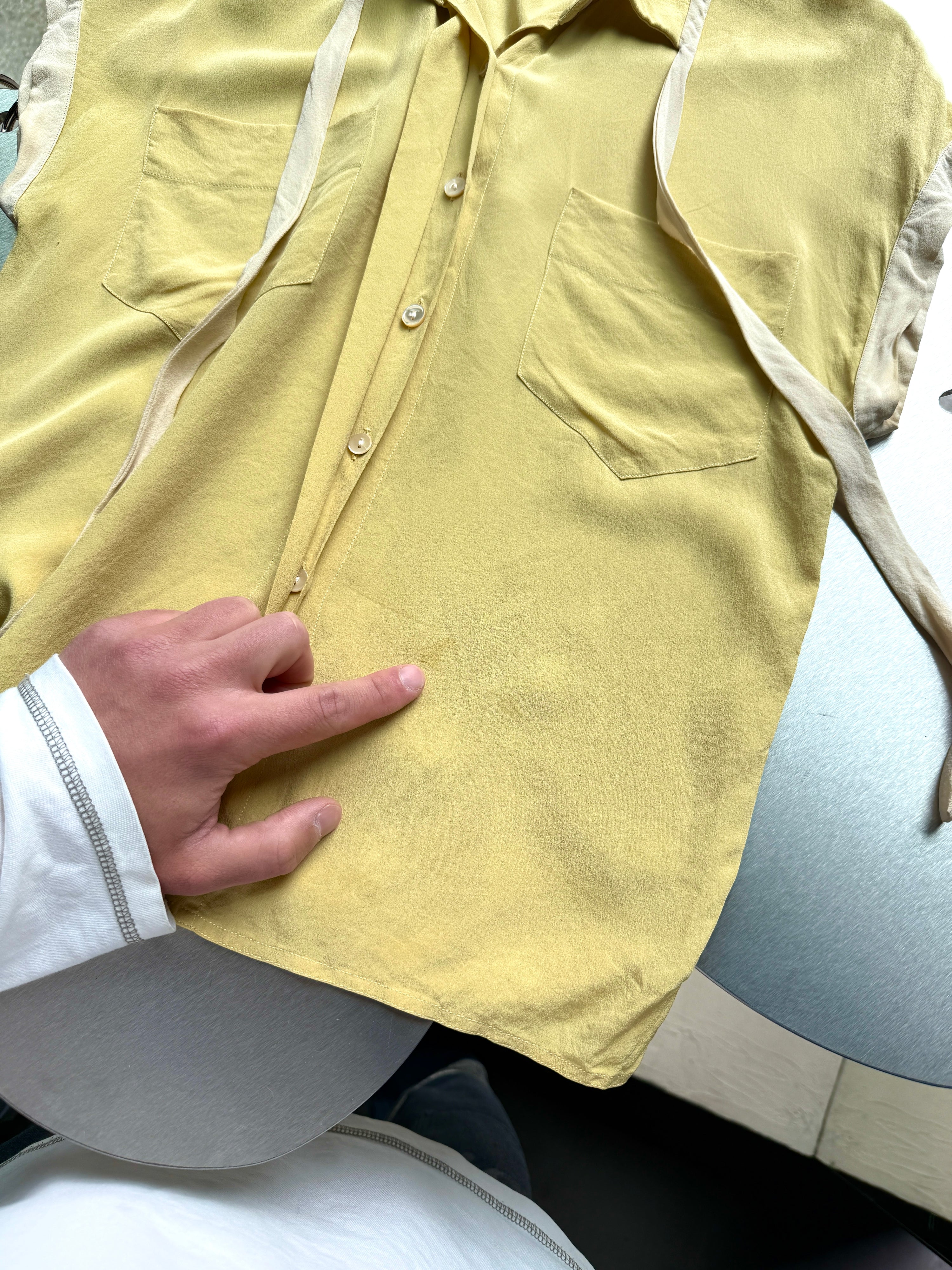 Vintage 1980s Chloé Sleeveless Silk Blouse Butter Yellow - S