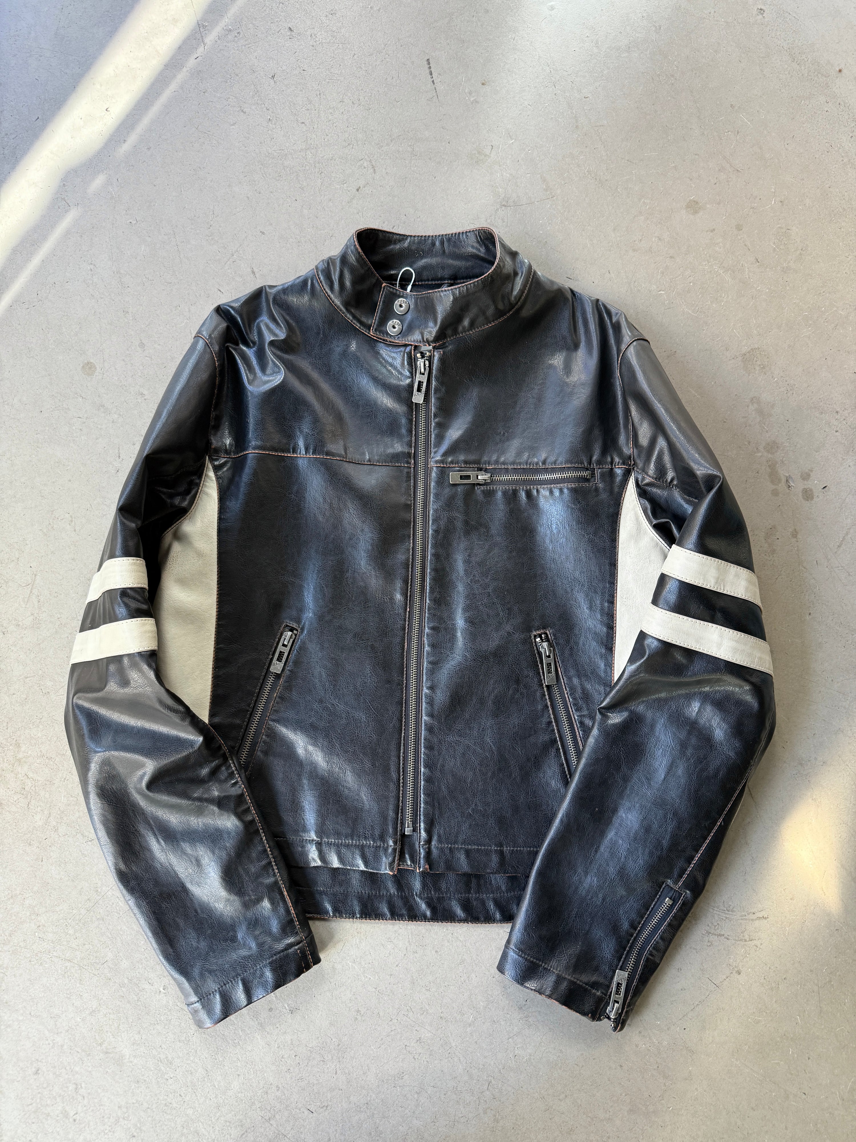 Vintage Blend of America Fake Leather Biker Jacket Black - M