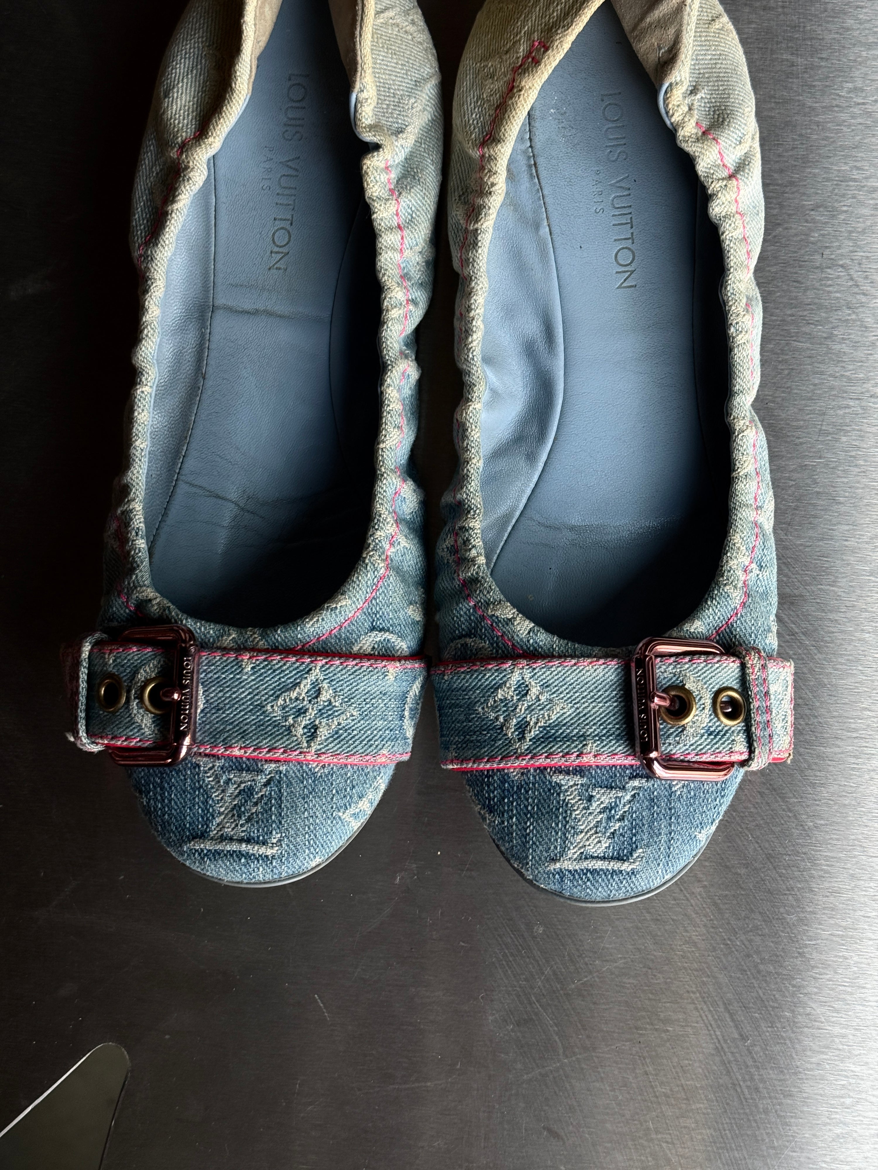 Louis Vuitton Blue Denim Ballet Flats (with Box) - EU 37.5