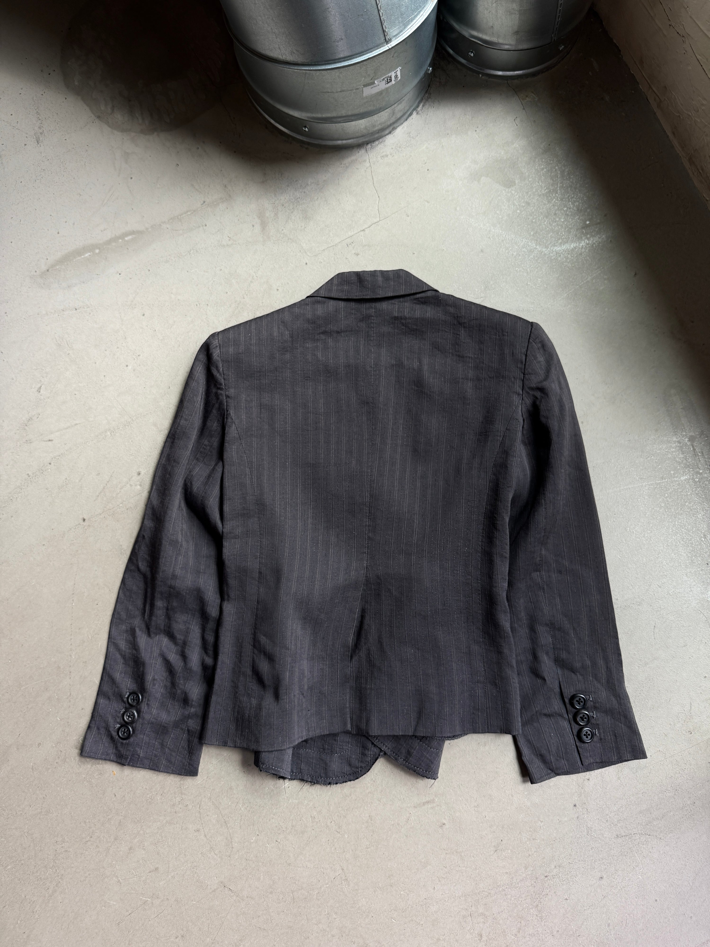 Vintage 2000s Marc Jacobs Pinstripe Ruffle Cropped Blazer