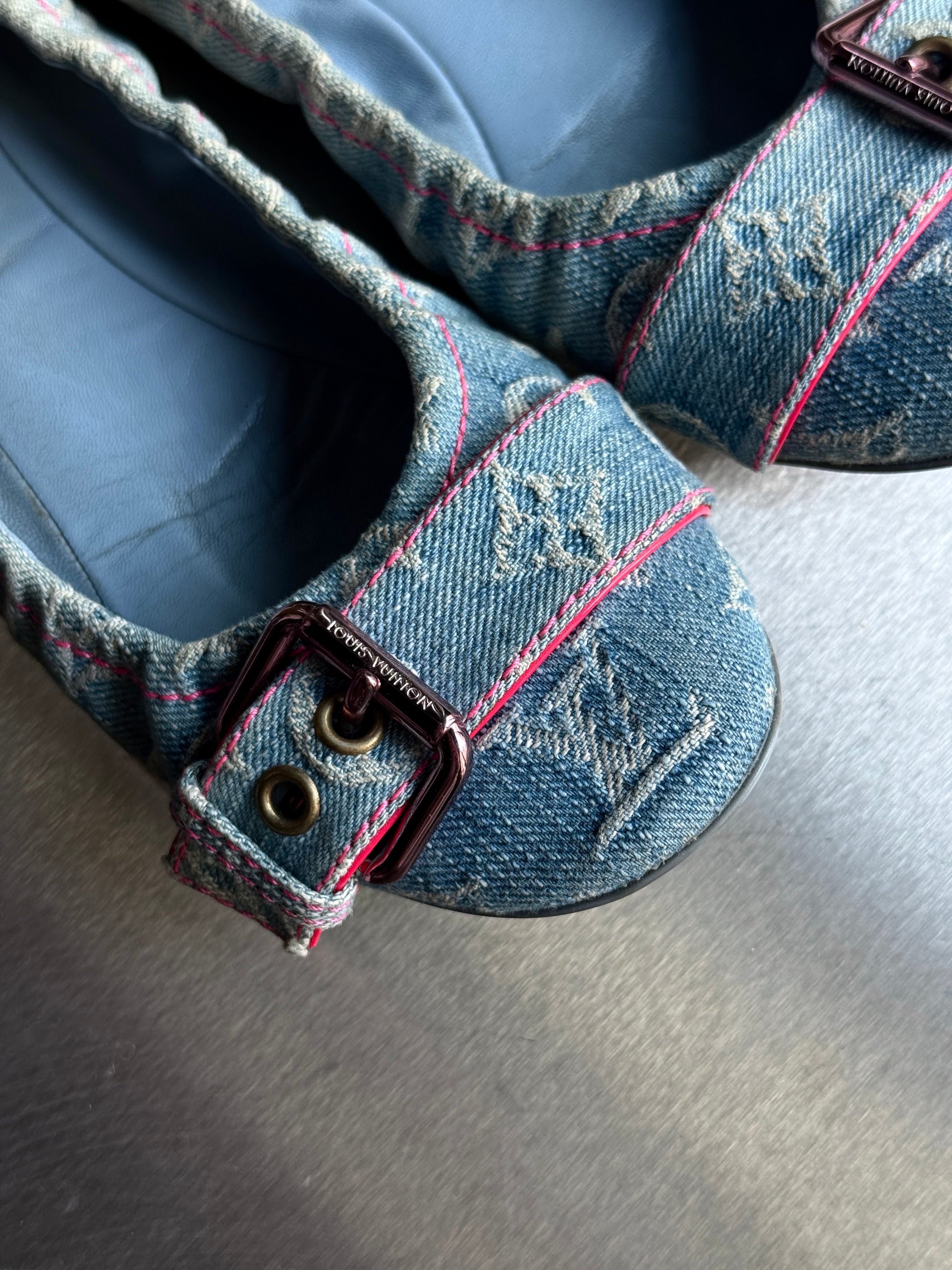 Louis Vuitton Blue Denim Ballet Flats (with Box) - EU 37.5