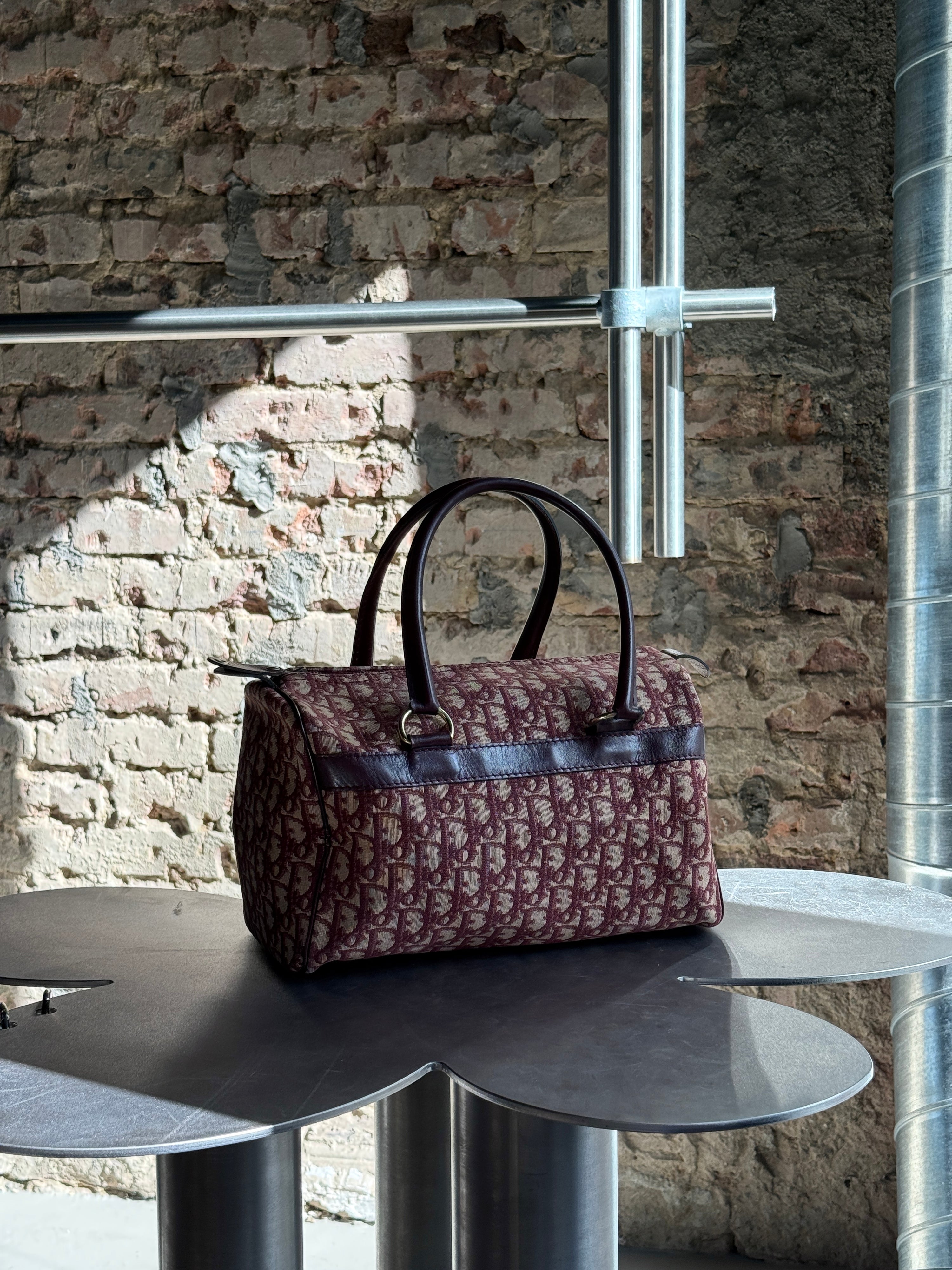 Vintage Dior Trotter Oblique Boston Bag Red