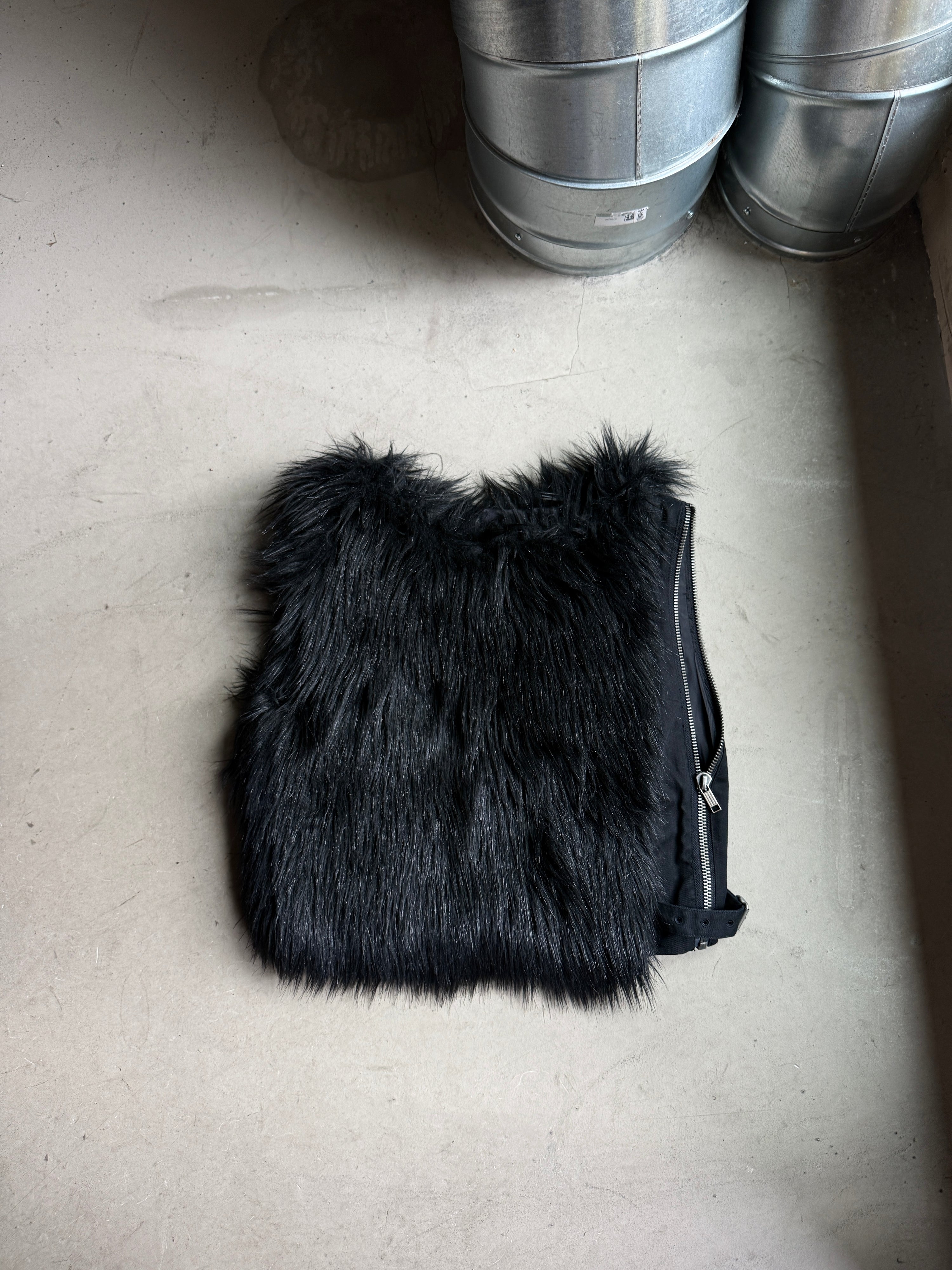 Vintage 2000s Diesel Faux Fur Vest Black - XS