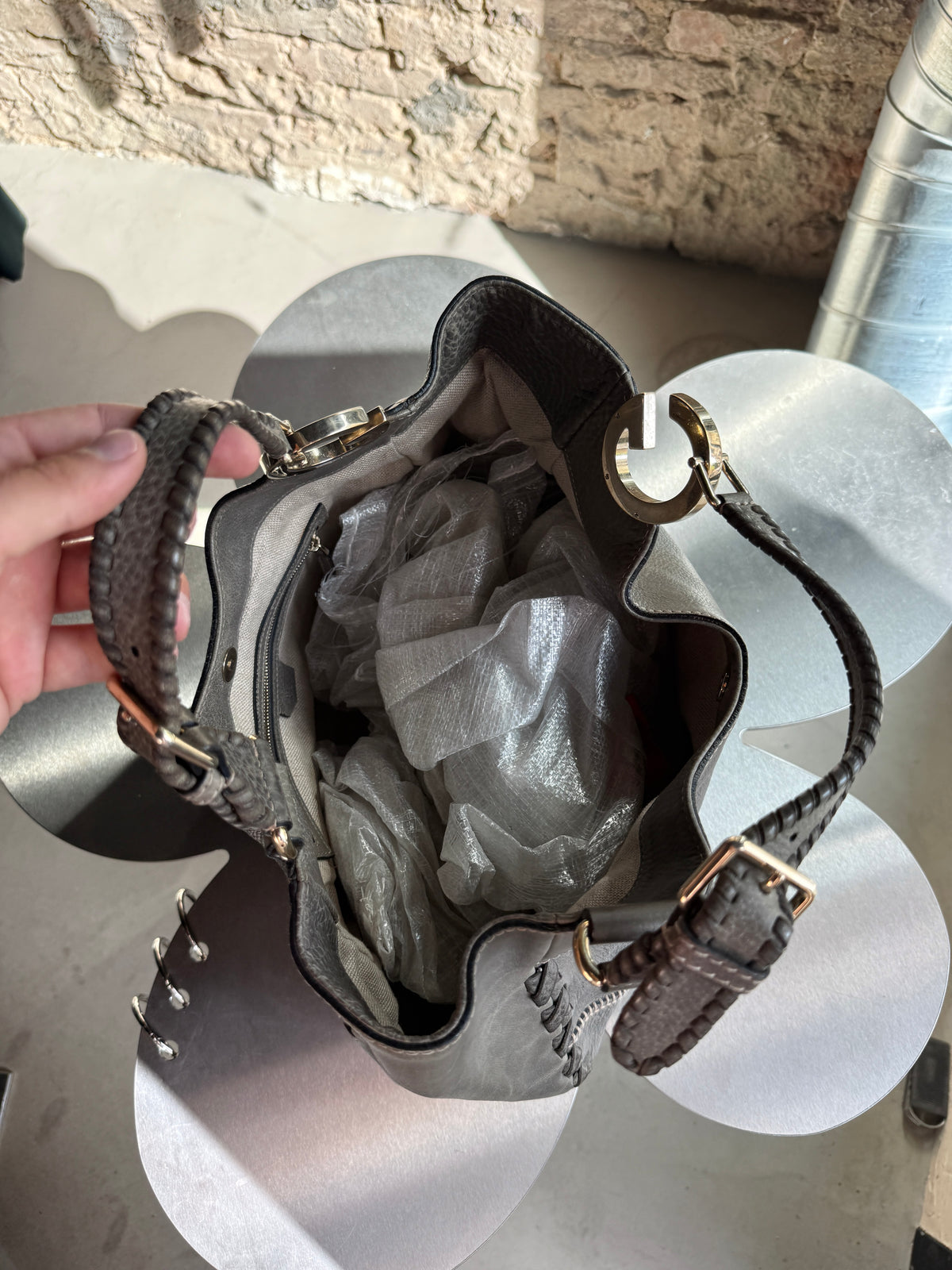 Gucci Gray Leather Charlotte Tote Bag