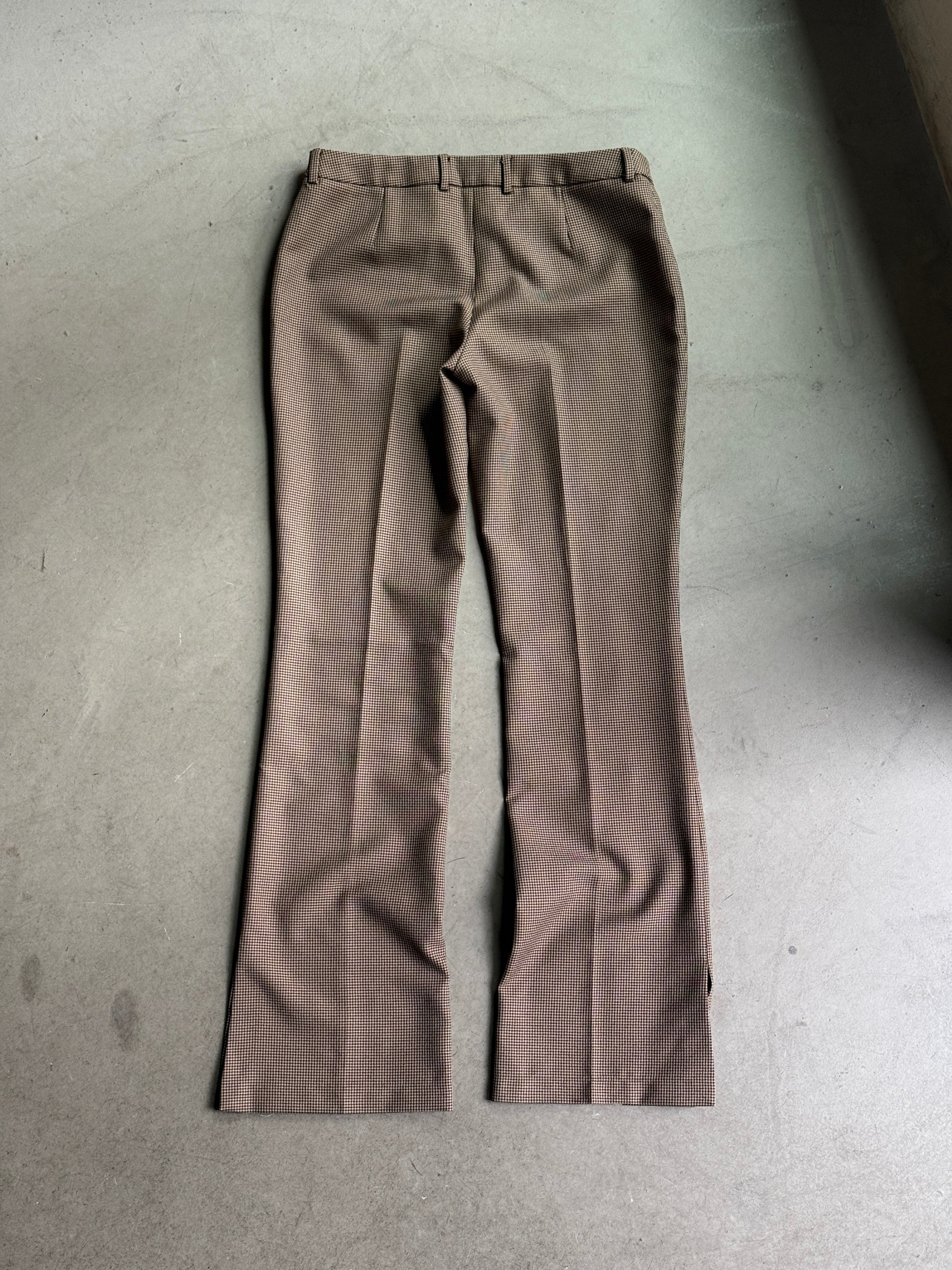 Vintage Dolce & Gabbana Houndstooth Bootcut Trousers Brown - W34 L35