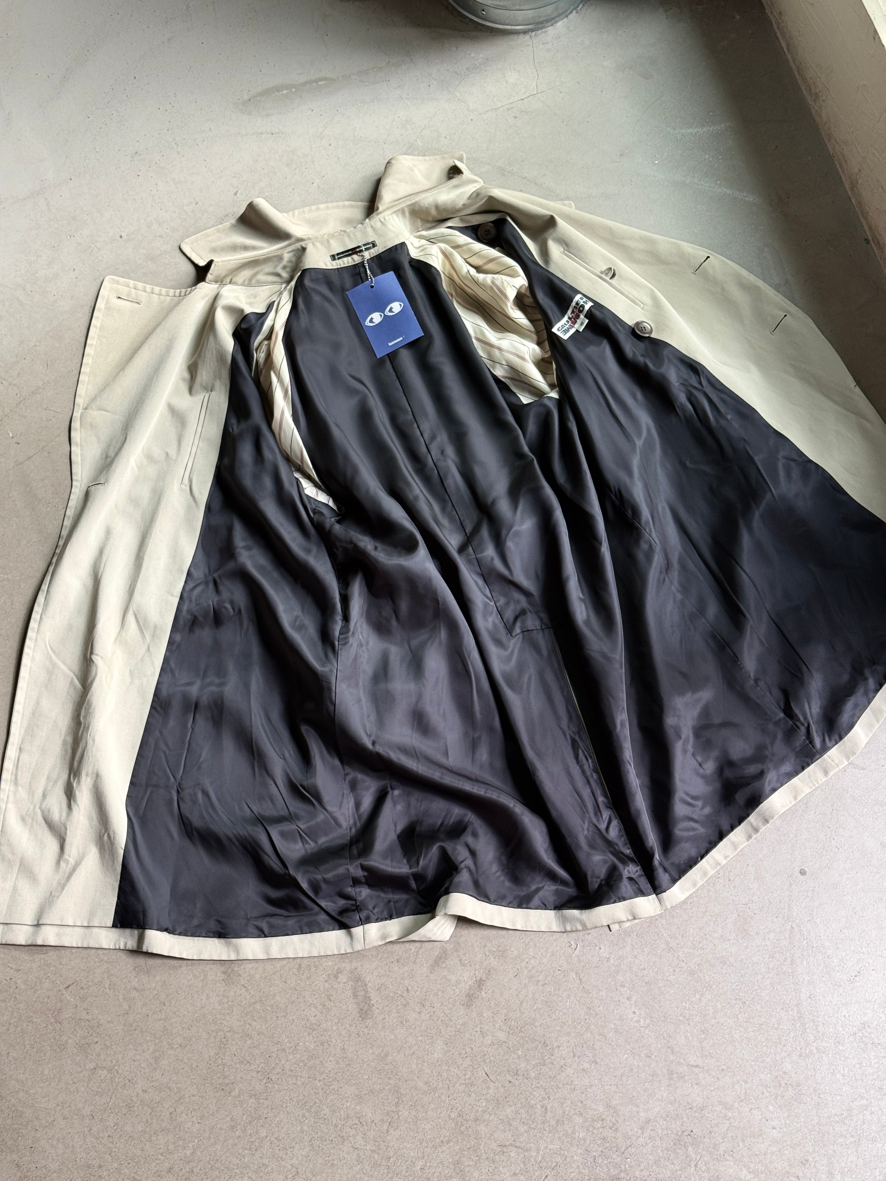 Vintage 1990s Jean Paul Gaultier Objet Homme Double Breasted Trench Coat Beige - L