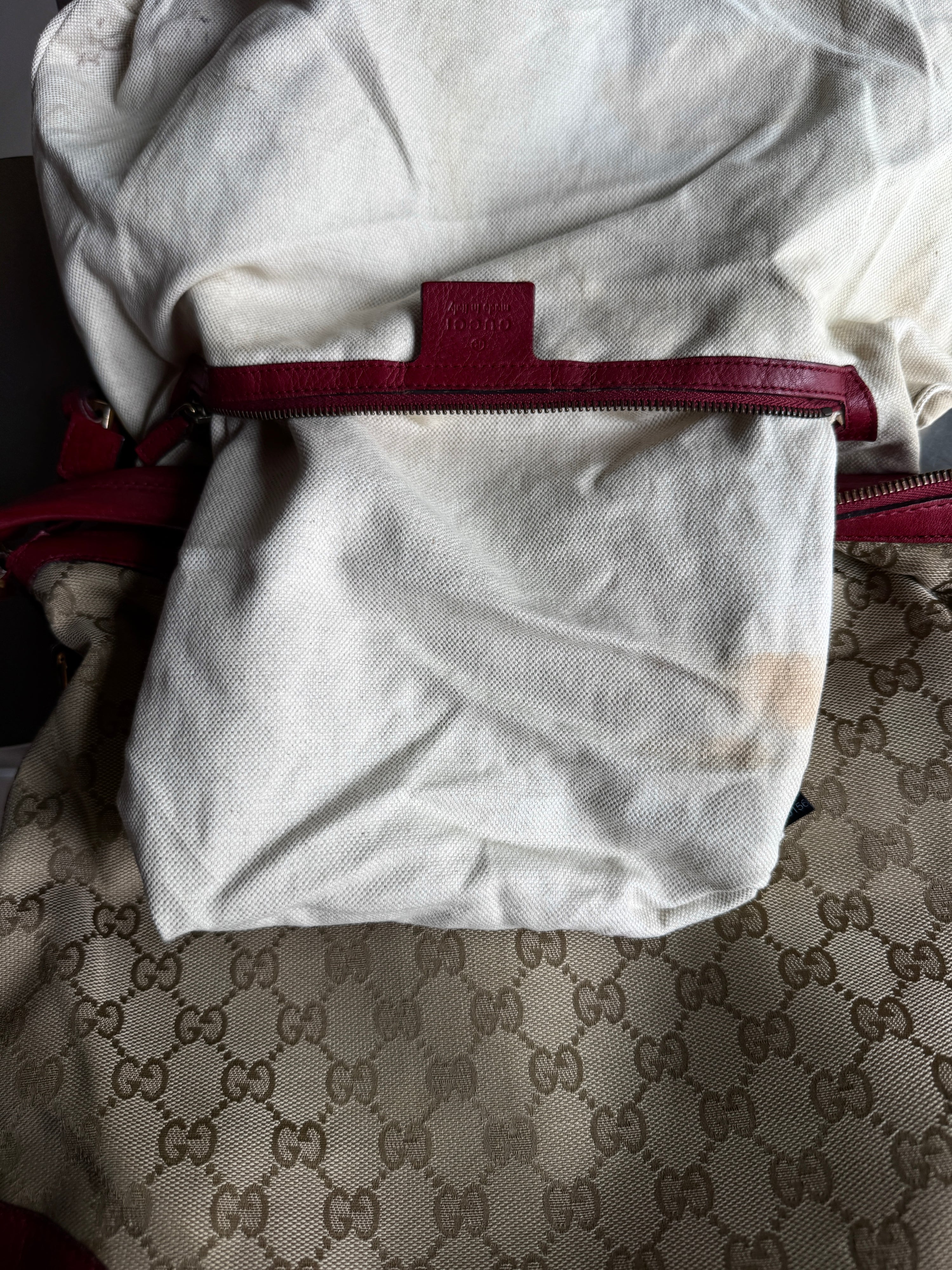 Vintage Small Gucci Hobo Bag Beige / Red