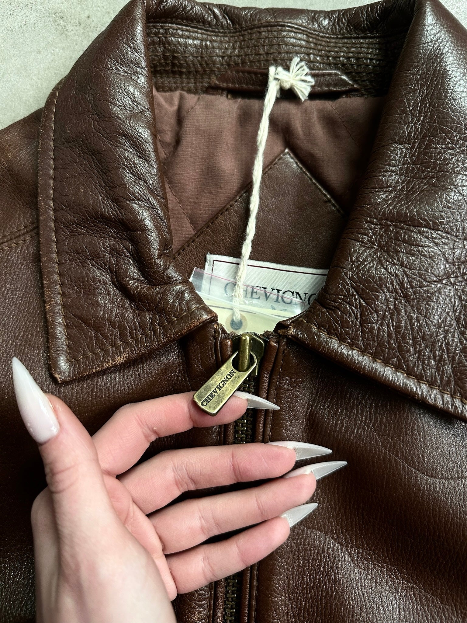 2000s Chevignon Leather Jacket Brown (new) - S