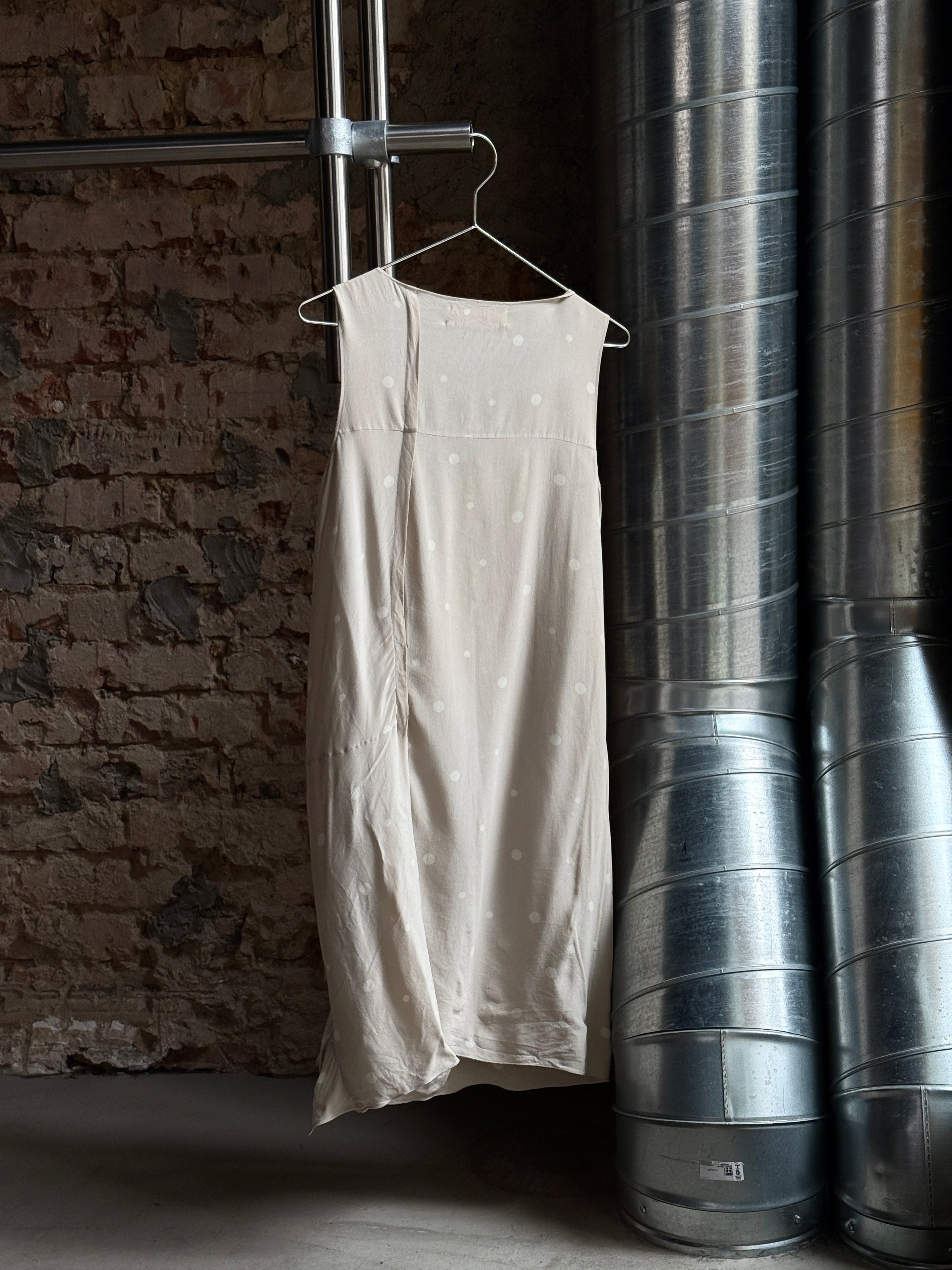 Marni Polkadot Silk Ruffle Slip Dress Cream - S
