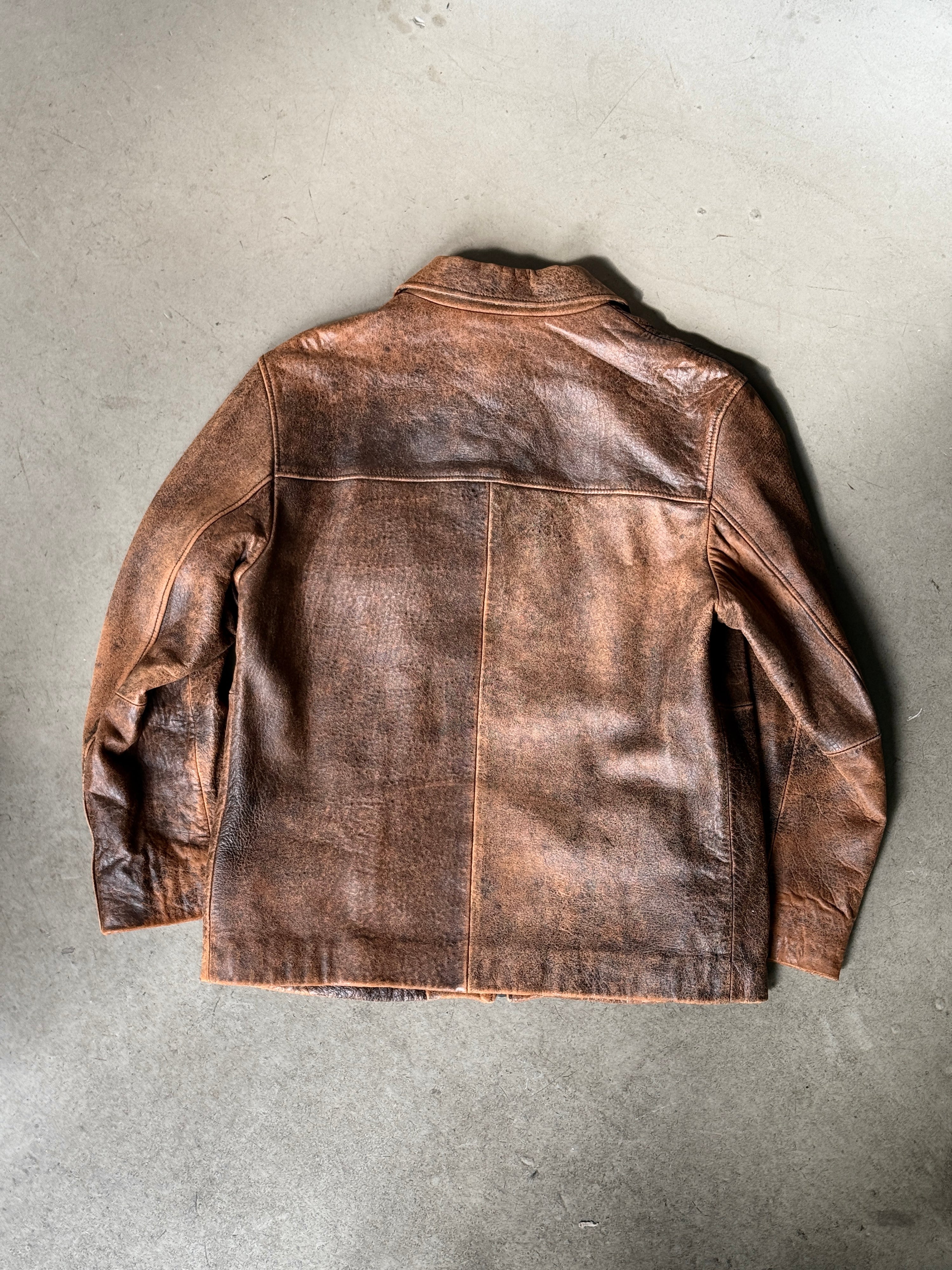Vintage Dolce & Gabbana Distressed Brown Leather Jacket - M