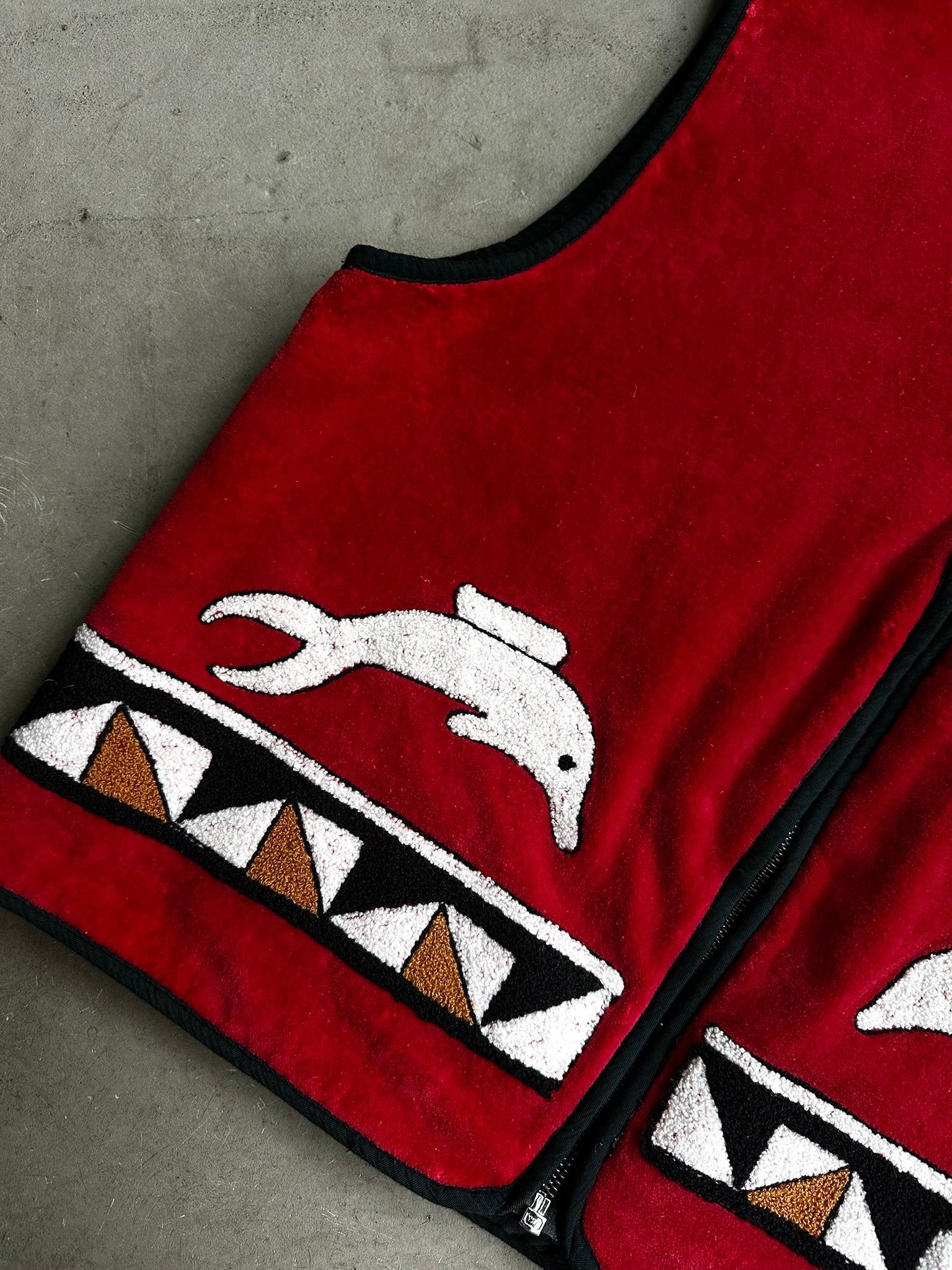 Vintage Dolphin Quilted Vest Red - M
