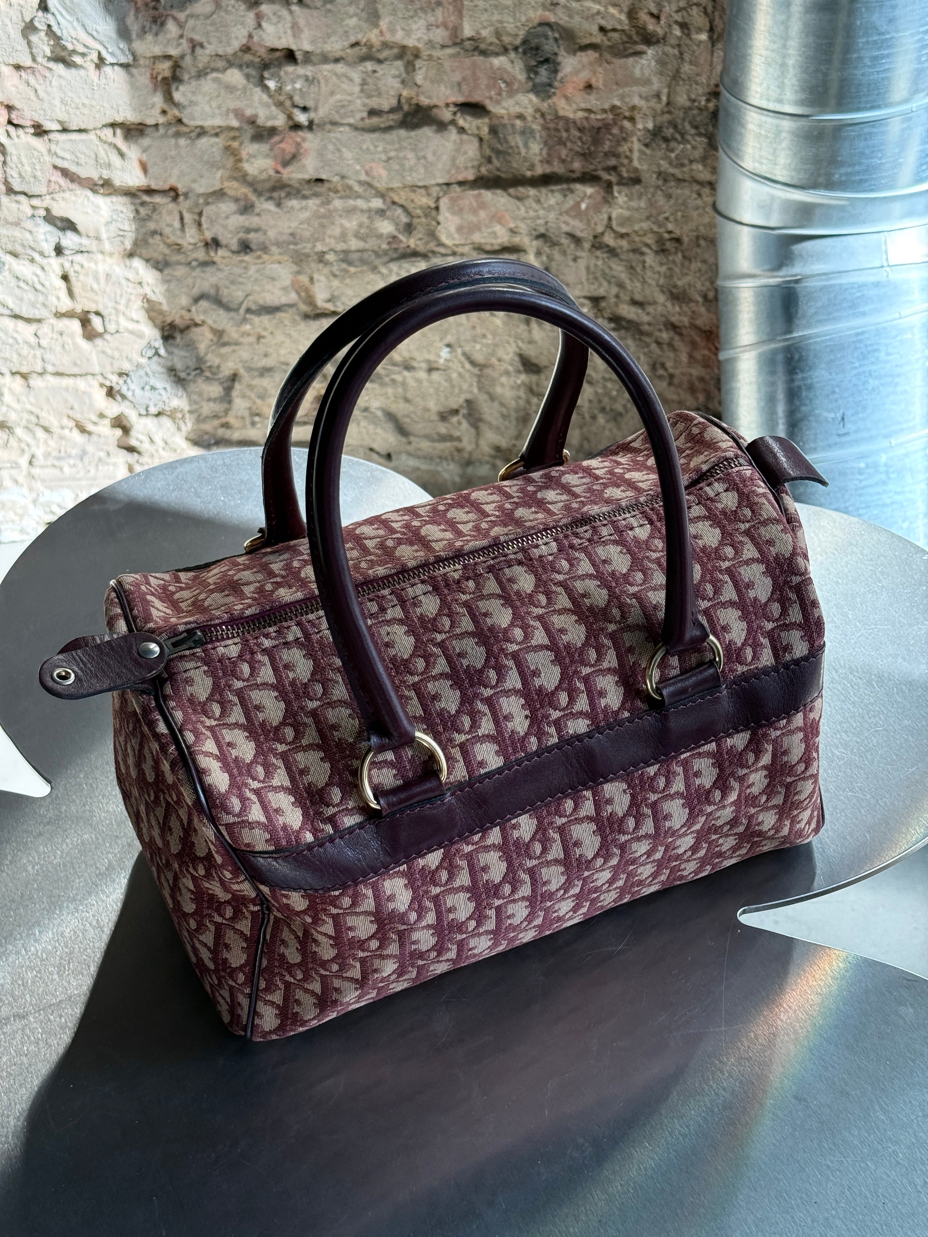 Vintage Dior Trotter Oblique Boston Bag Red