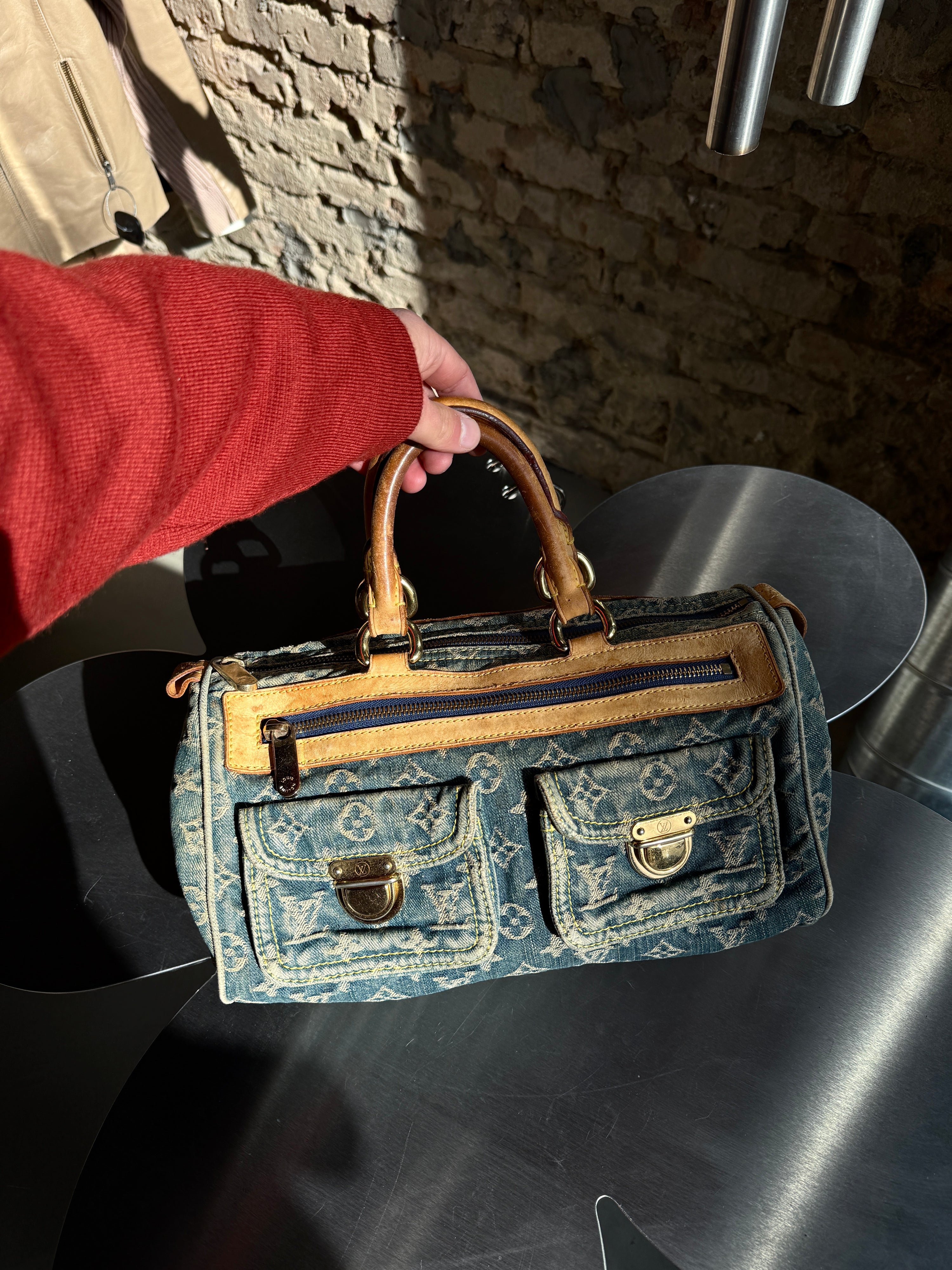 Vintage 2005 Louis Vuitton Denim Speedy Bag Blue (SP0095)
