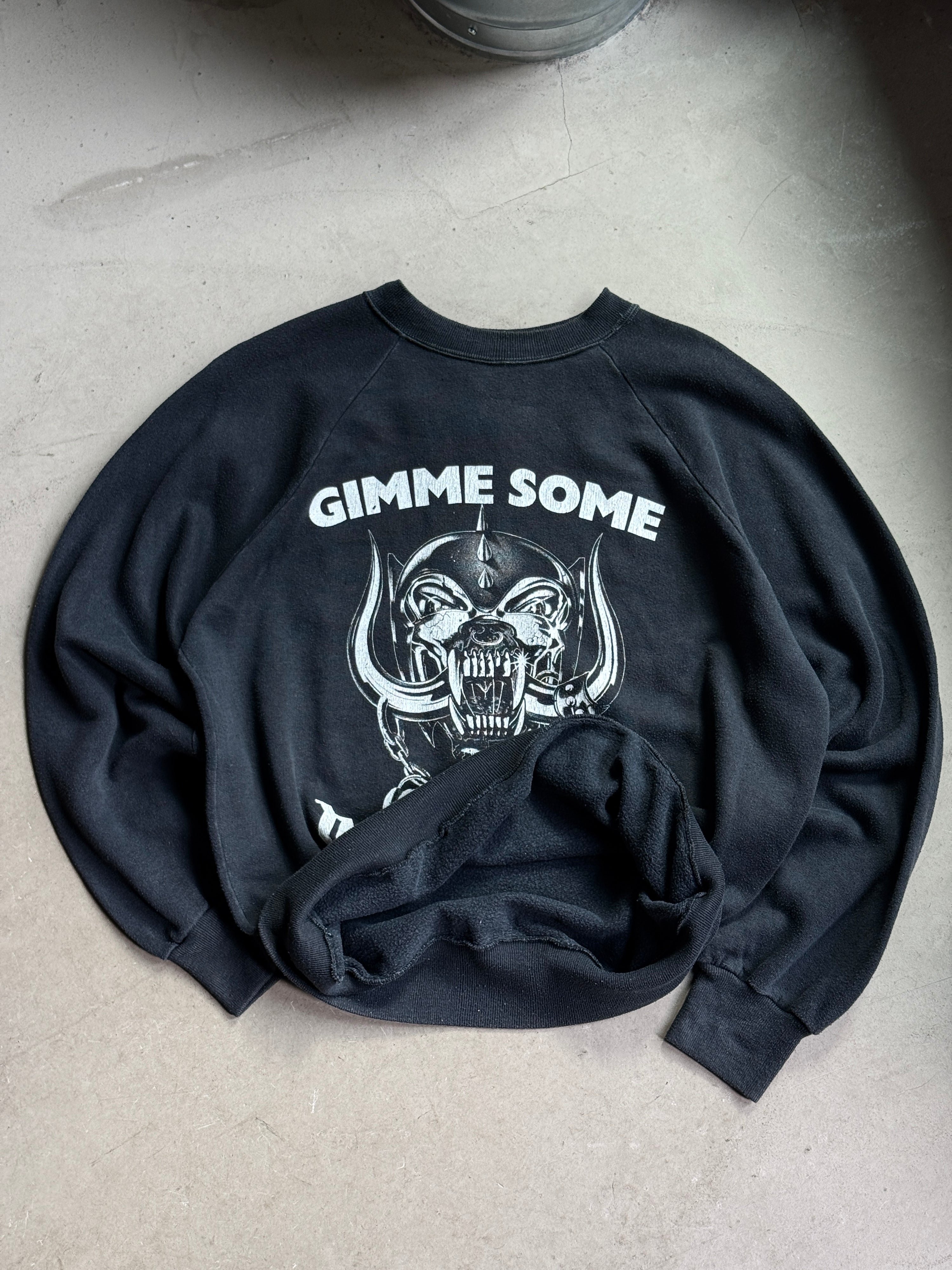 Vintage 1980/90s “Gimme Some” Mötörhead Faded Sweatshirt Black - L