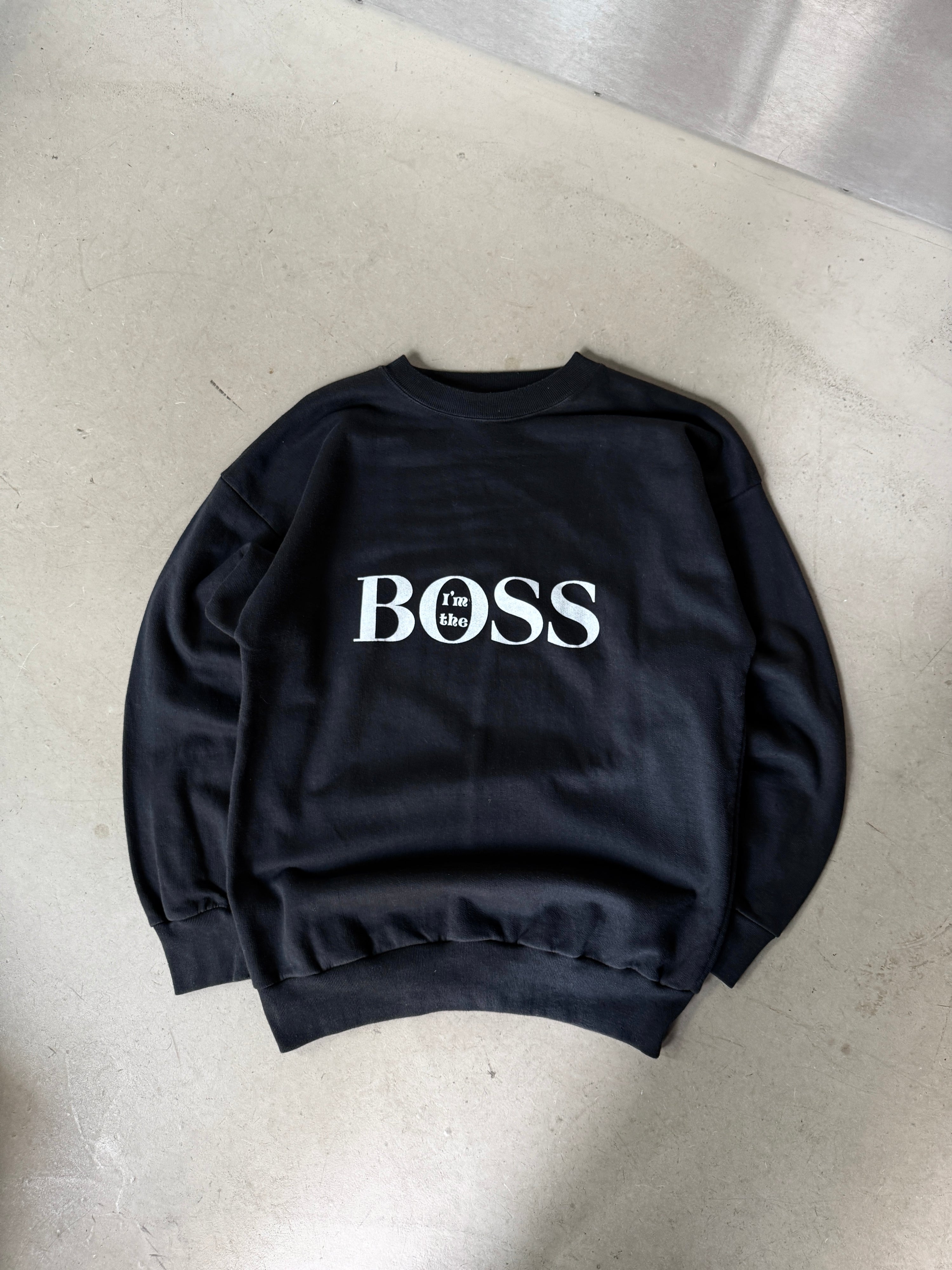 Vintage 1990s Hugo Boss “I’m the Boss” Bootleg Sweater Black - L