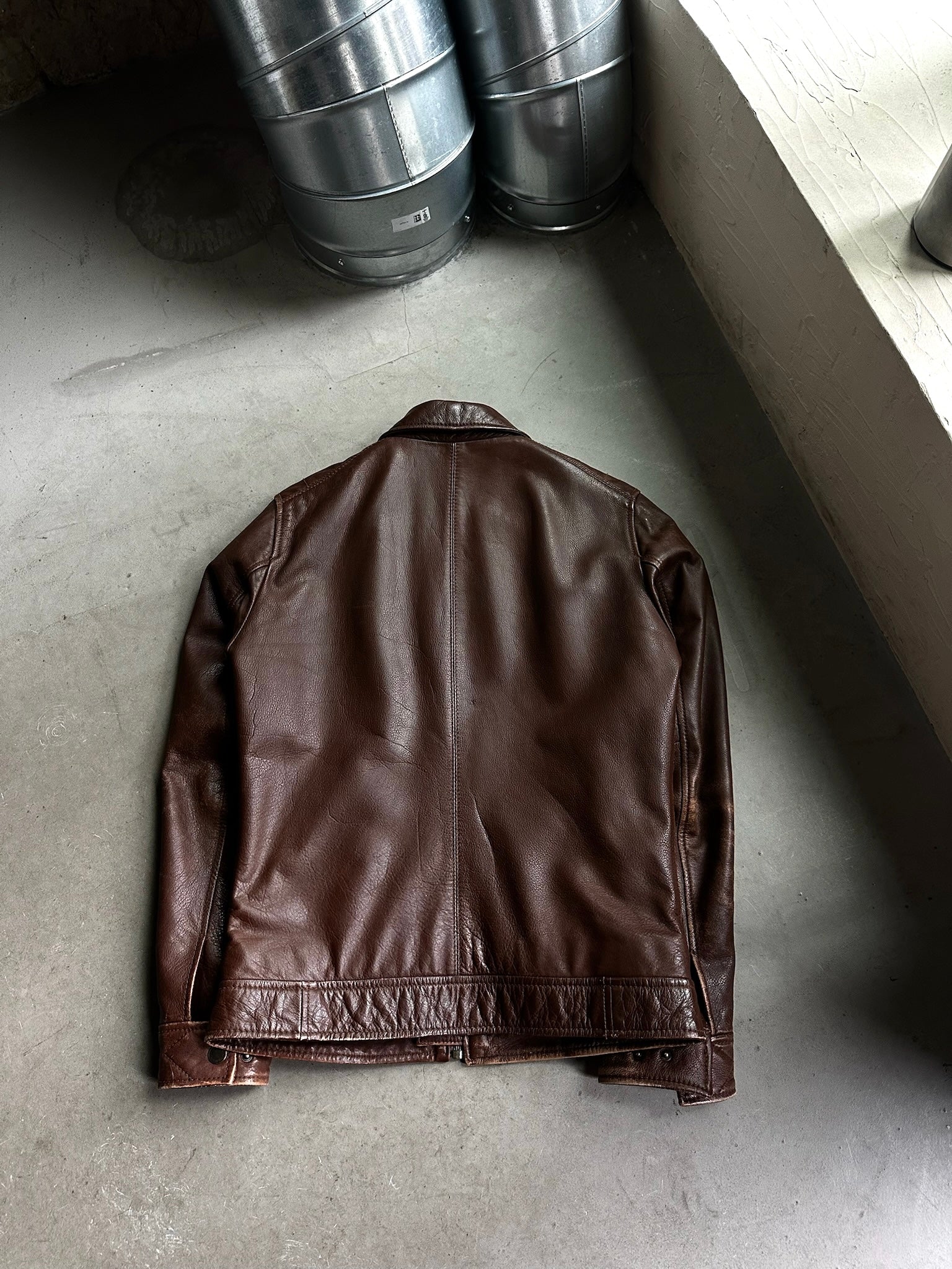 2000s Chevignon Leather Jacket Brown (new) - S