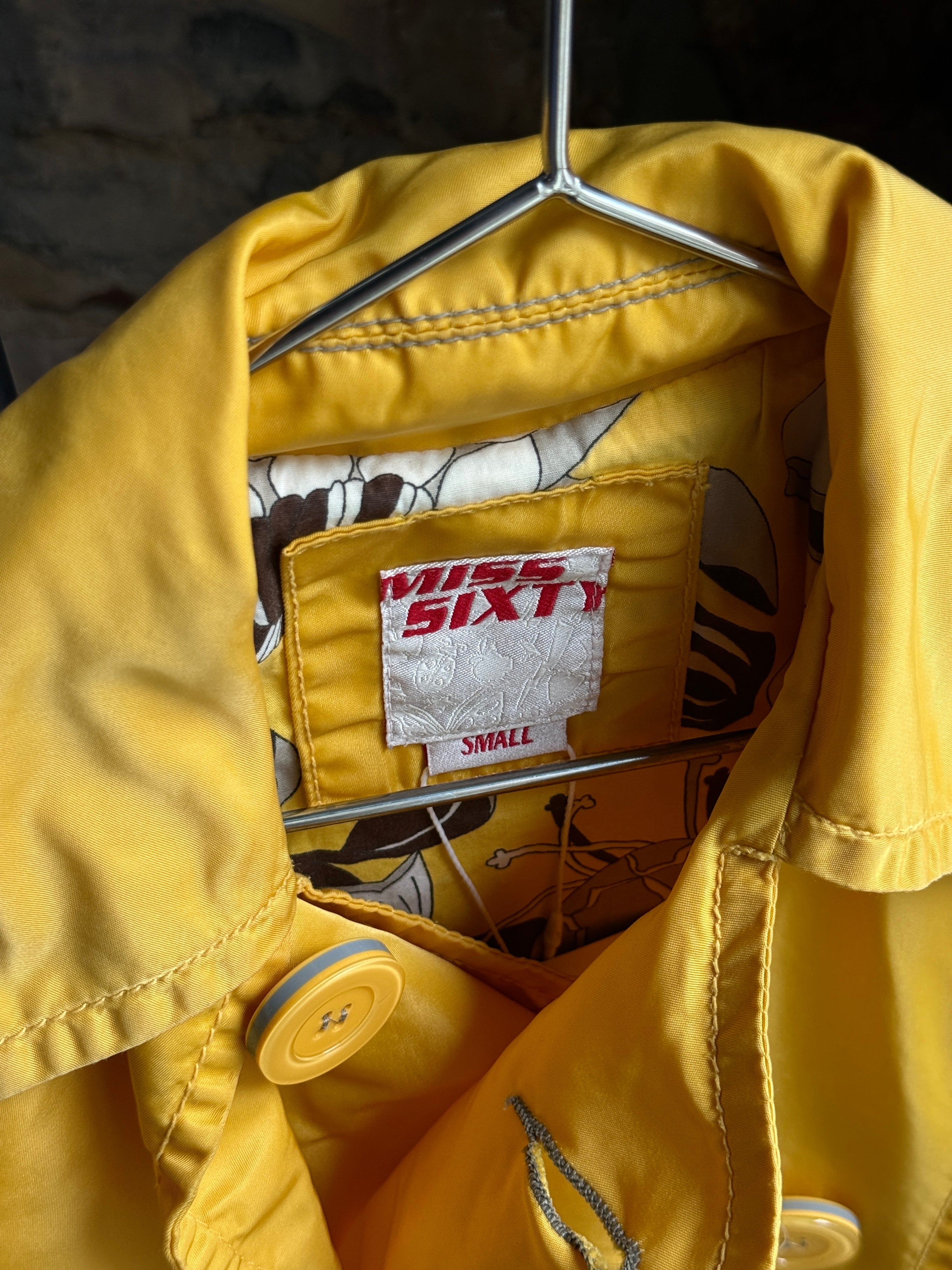 Vintage 2000s Miss Sixty Double Breasted Trench Coat Yellow - S