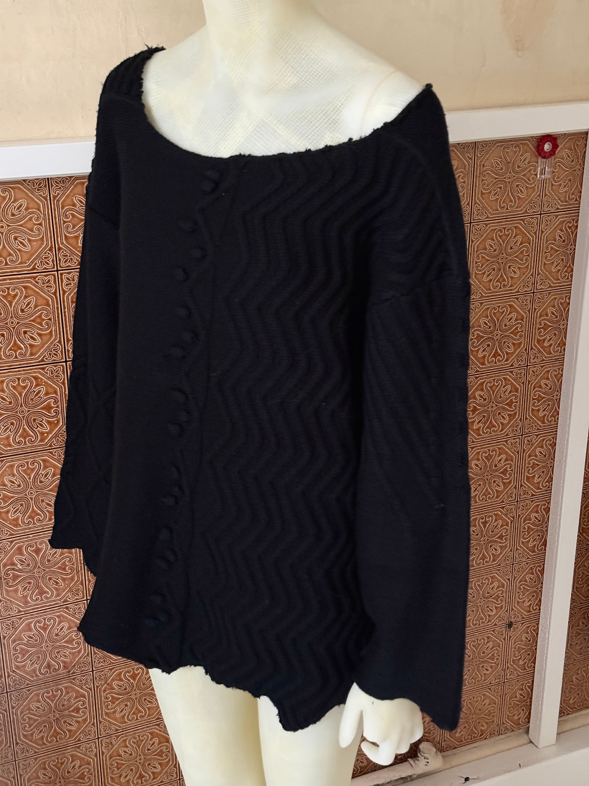 Vintage Bazar Christian Lacroix Chunky Black Geometric Knit - L