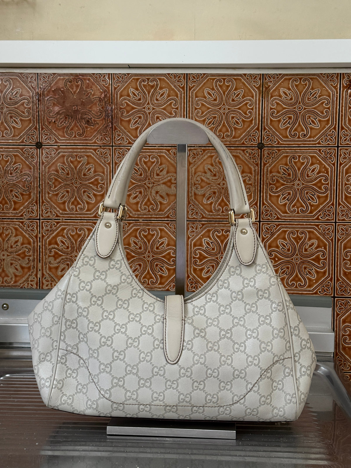Gucci Guccissima Jackie Hobo Cream Soft Tote Bag