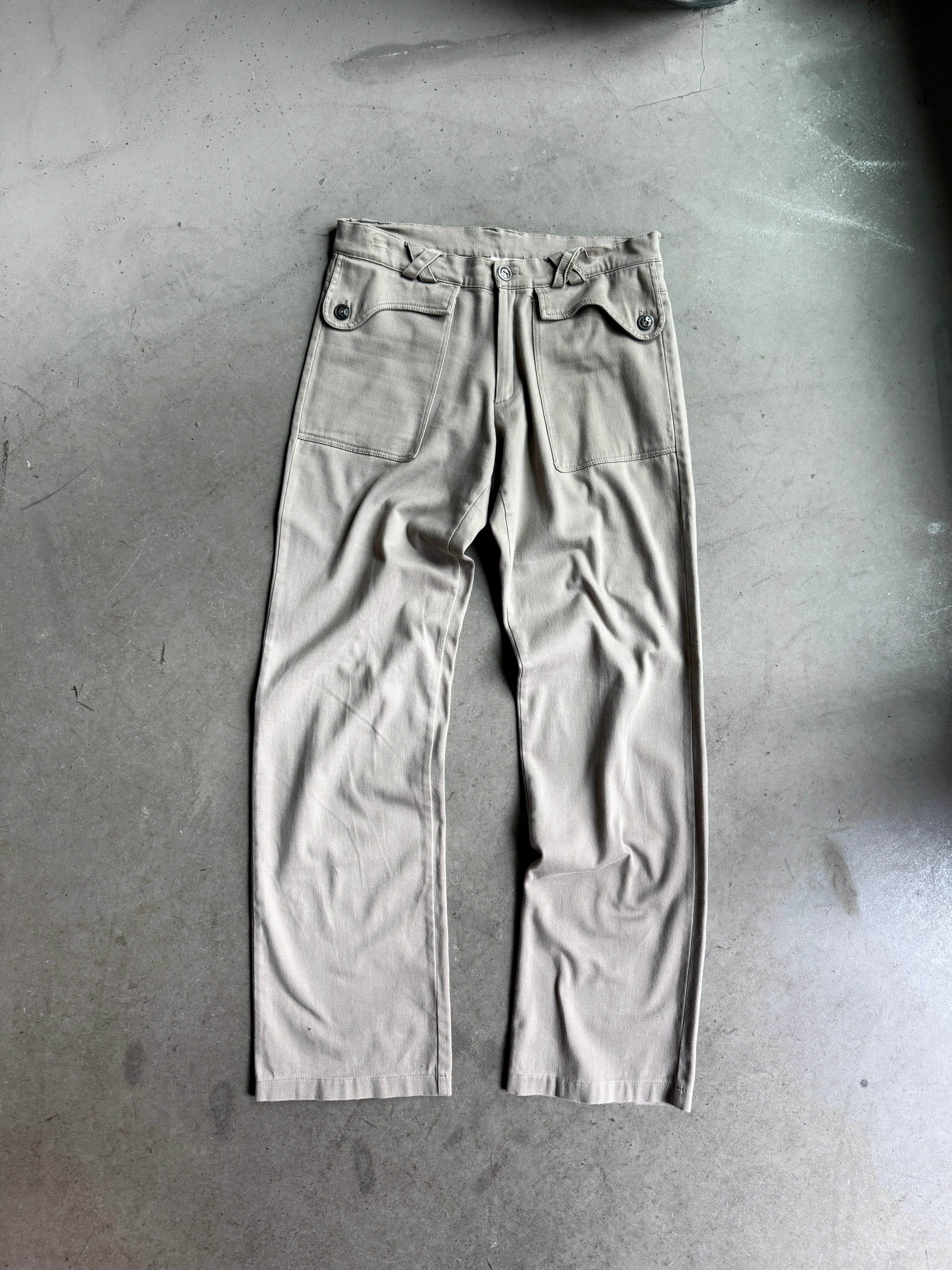 Vintage Hand Painted Pants Straight Leg Pants Beige