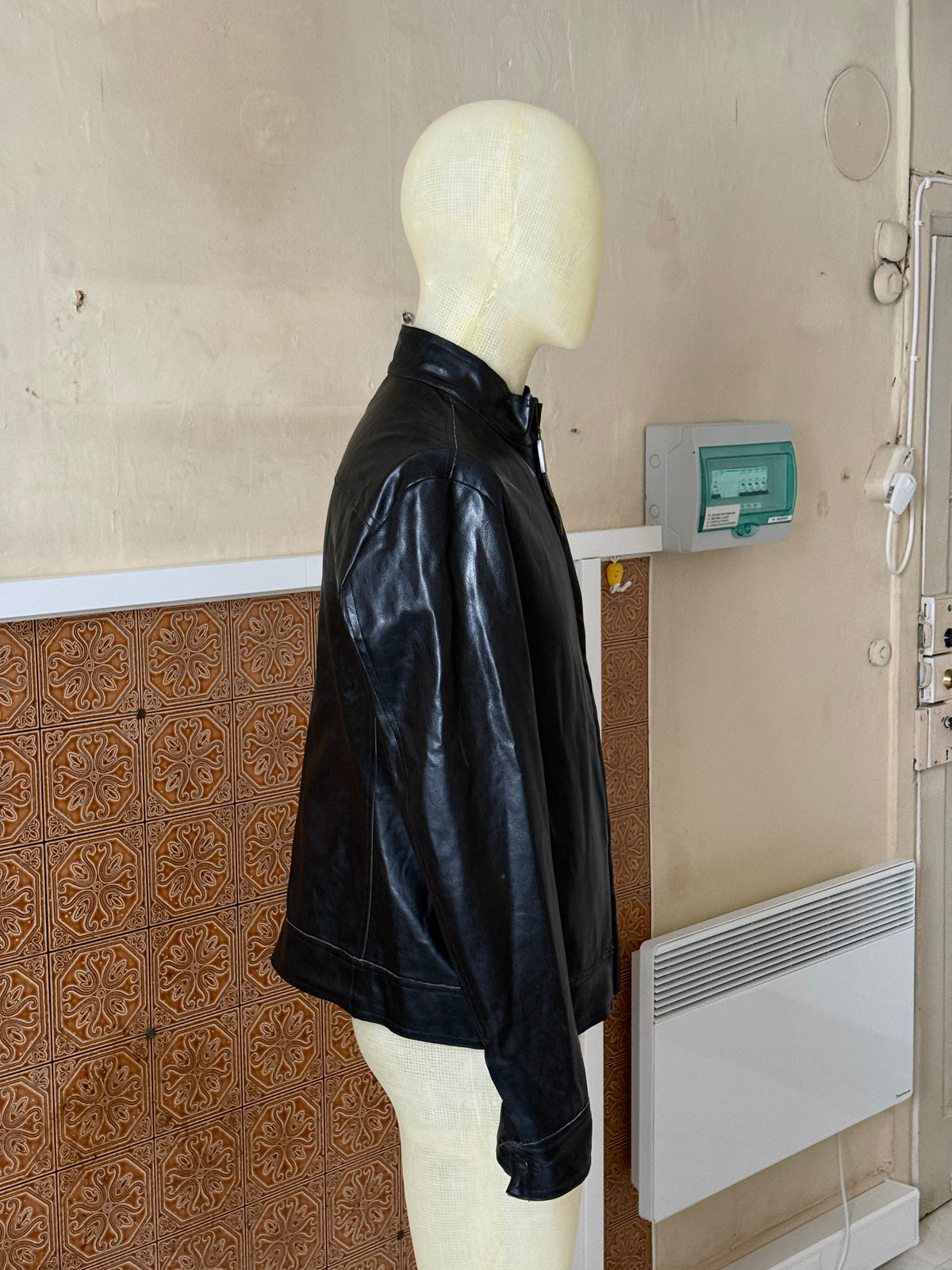 Vintage 2000s Gianfranco Ferré Black Faux Leather Jacket - M